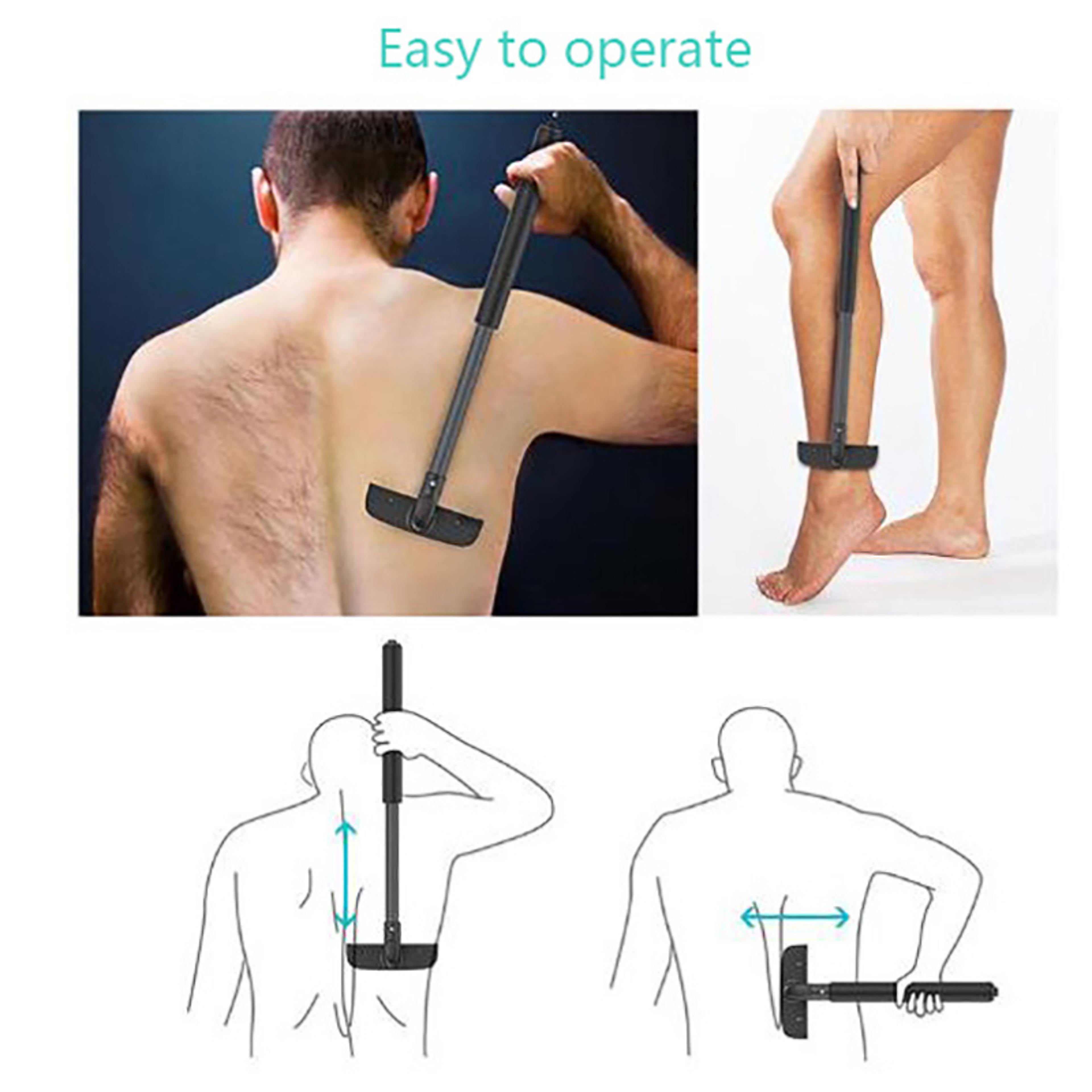 Adjustable Back Shaver For Men Extendable Back Hair Remover With Stainless Steel Blade 1