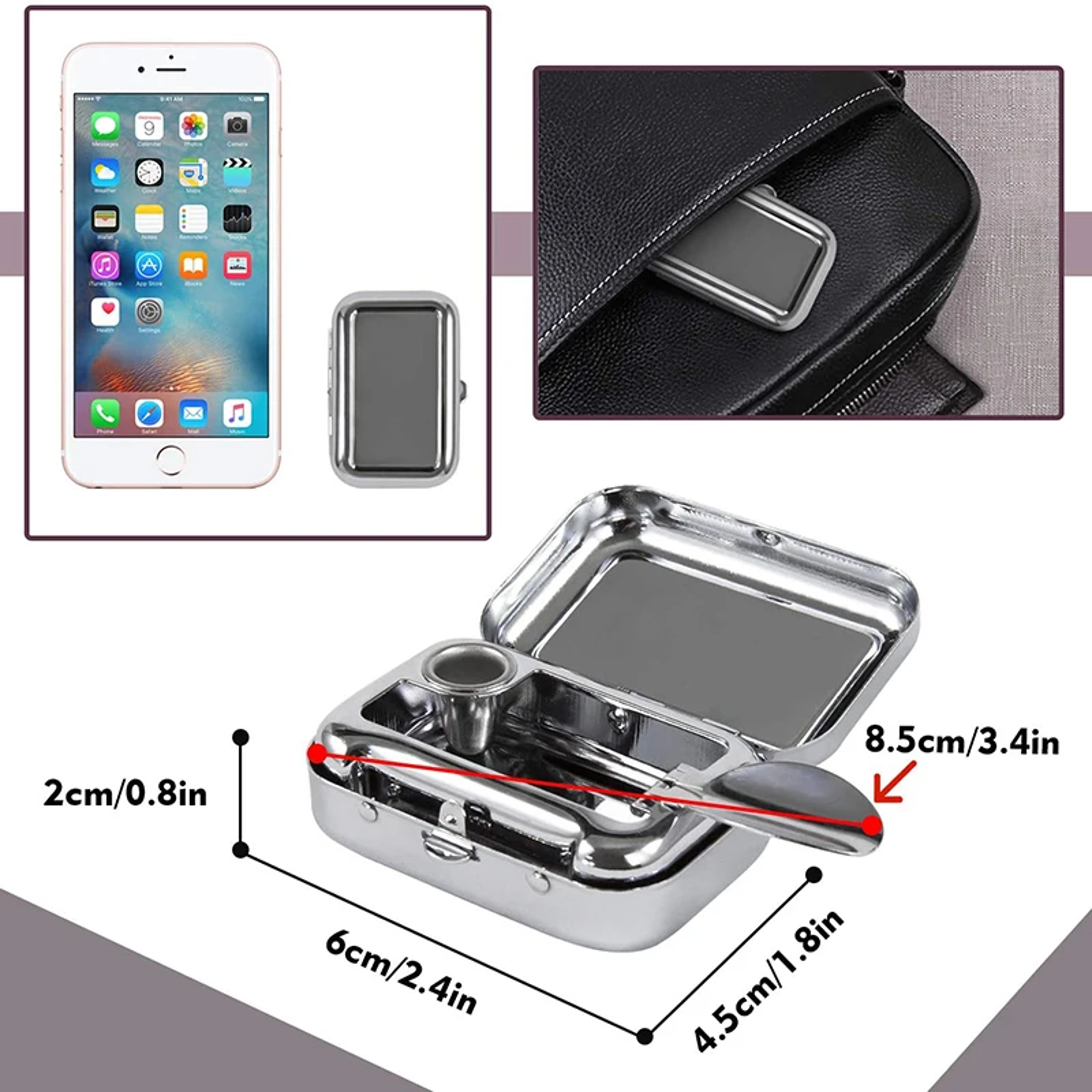 Portable Mini Metal Pocket Ashtray With Lockable Lid For Car Travel And Desktop Use 5
