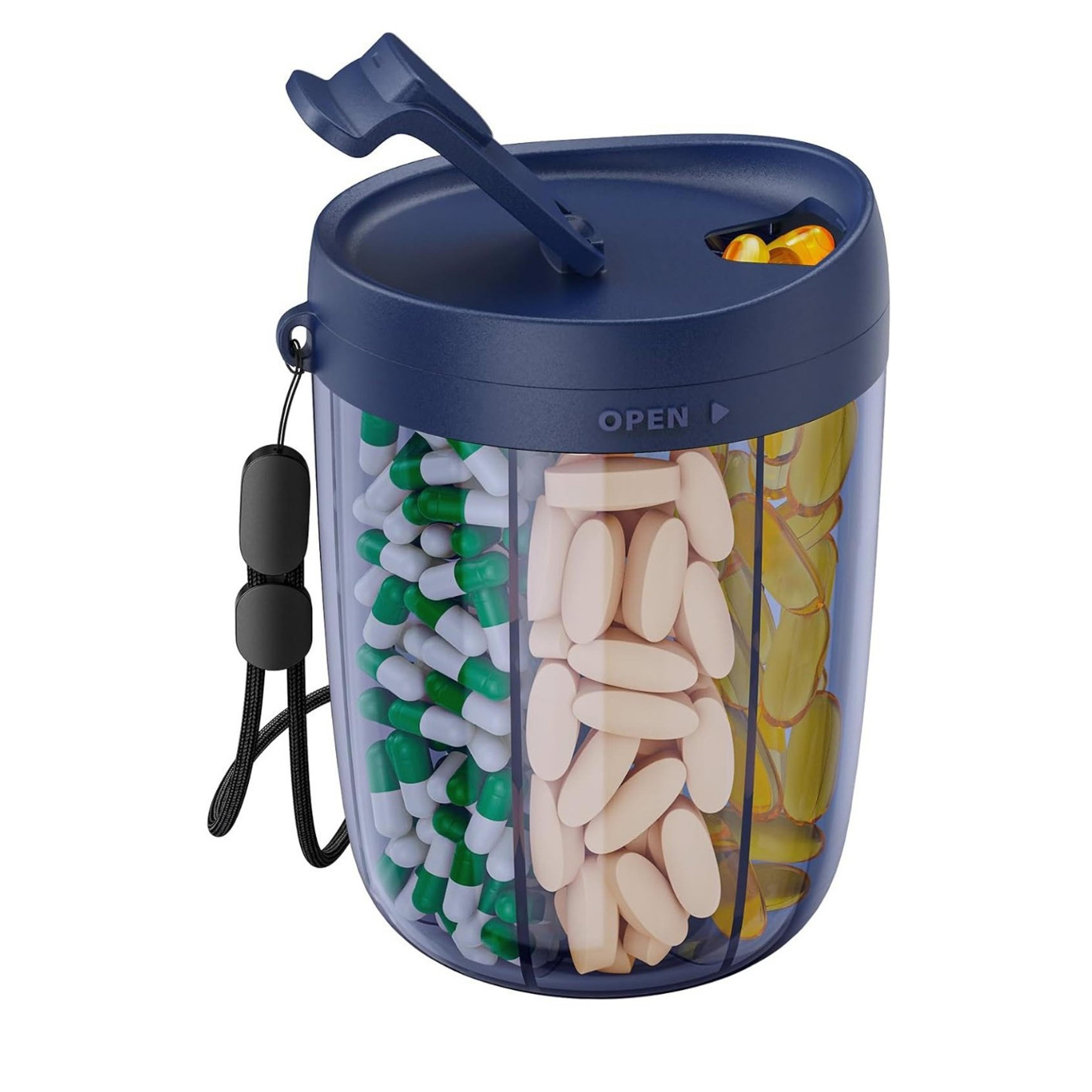 Six Grid Pill Organizer Travel Supplement Holder With Cup Bottle Design 11