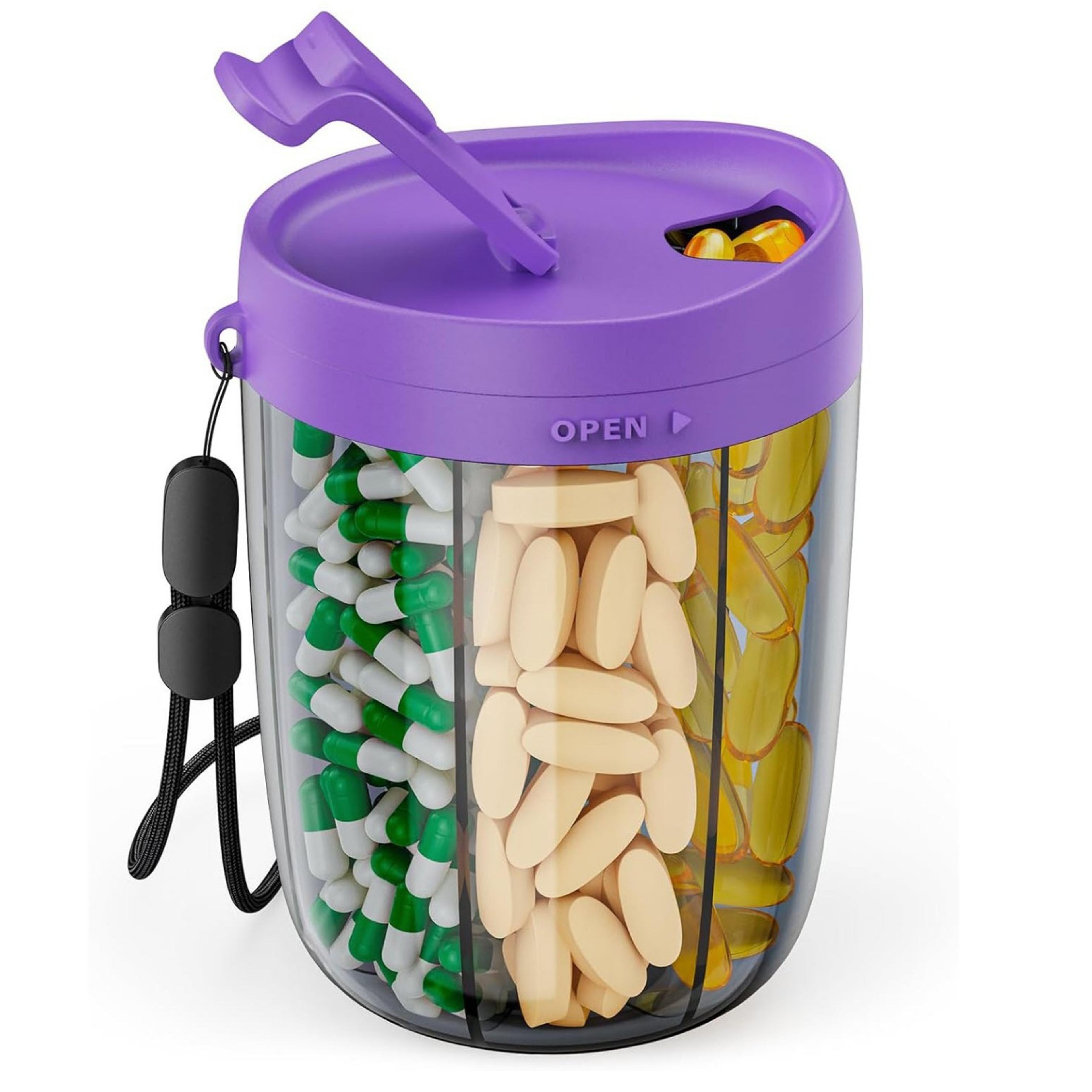 Six Grid Pill Organizer Travel Supplement Holder With Cup Bottle Design 13
