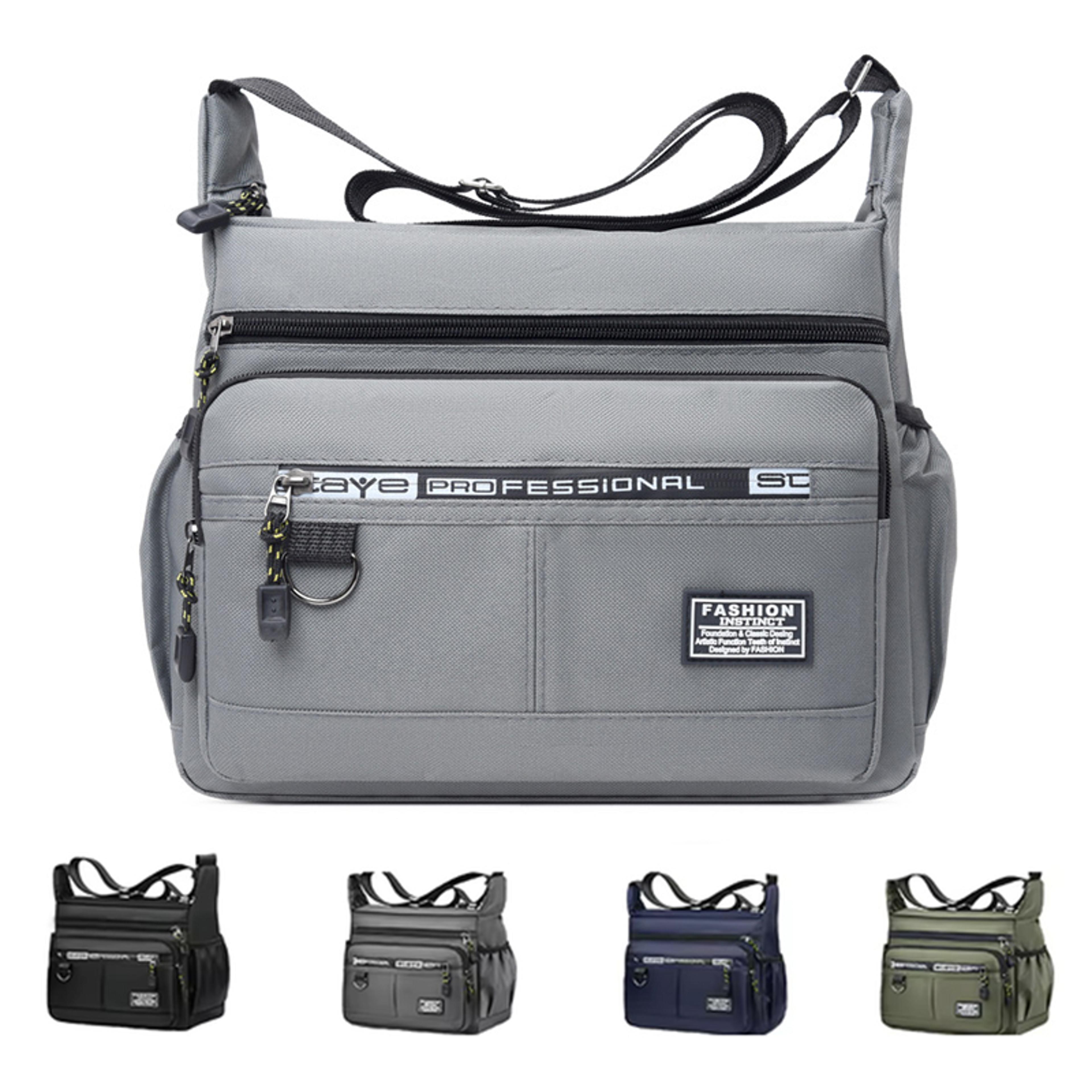 Mens Crossbody Bag Waterproof Polyester Multi Pocket Shoulder Bag With Adjustable Strap 0
