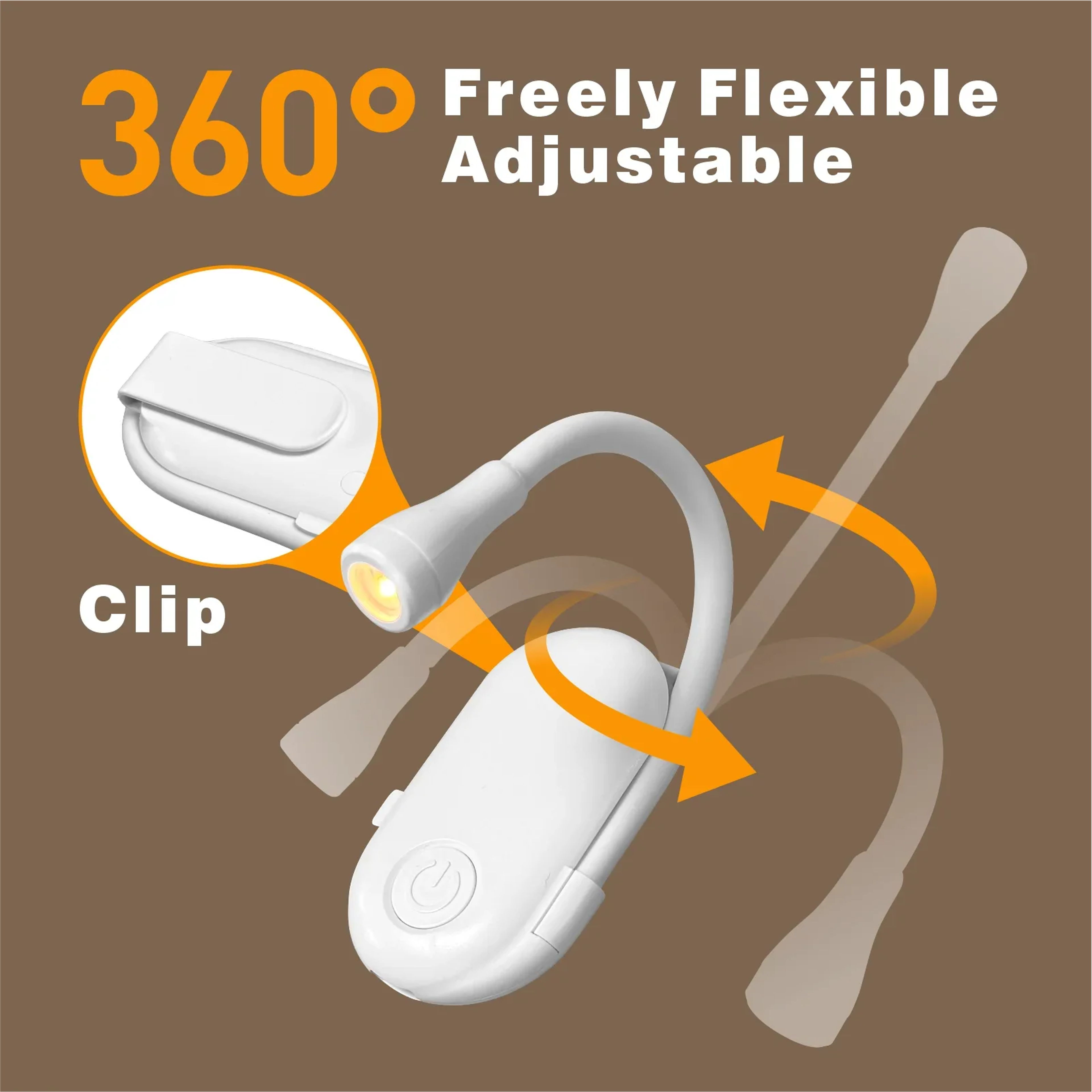 Rechargeable LED Book Reading Light With Three Color Modes And 360 Degree Adjustable Clip 2
