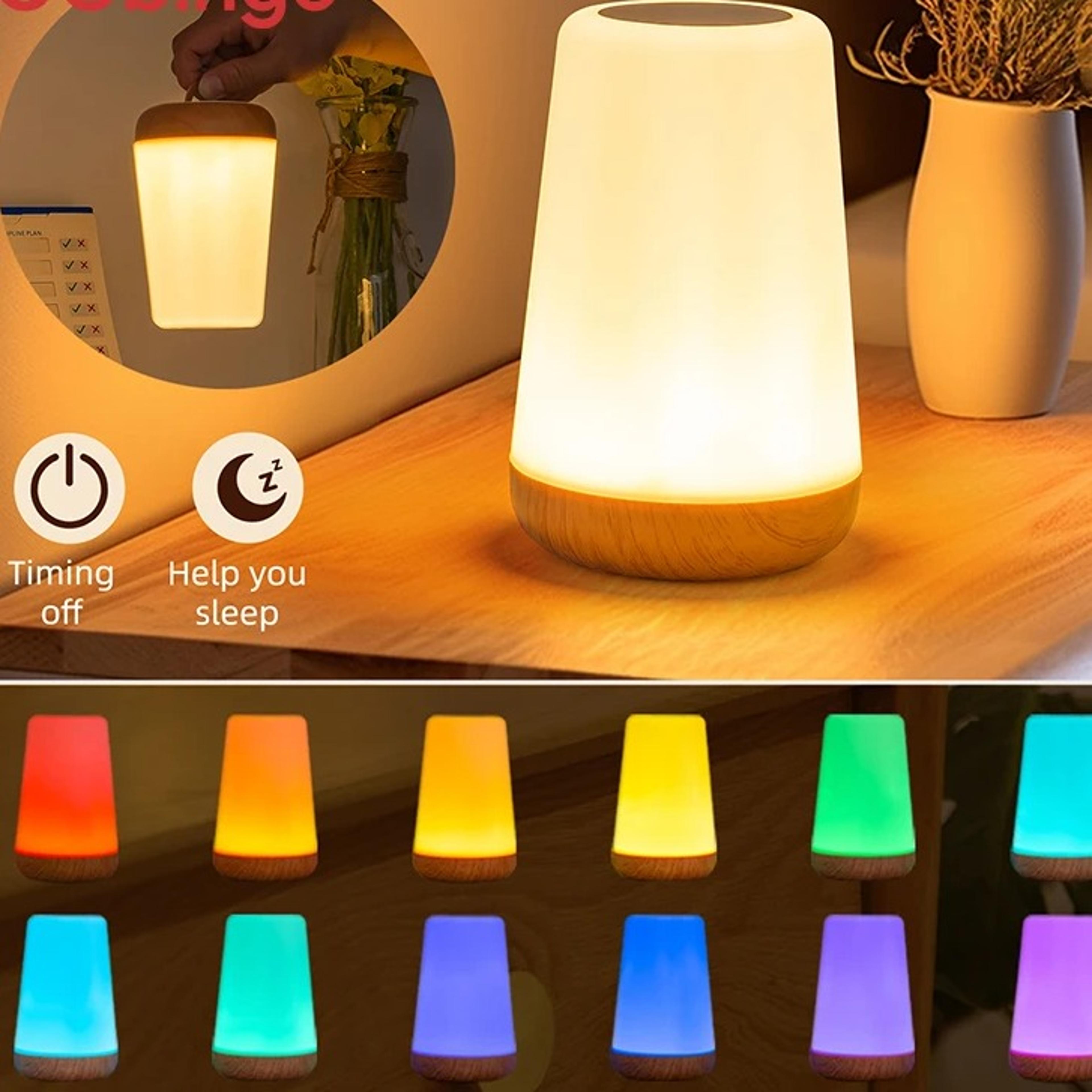 USB Rechargeable LED Night Light with Touch Control 13 Colors Dimmable Brightness and Remotejpg
