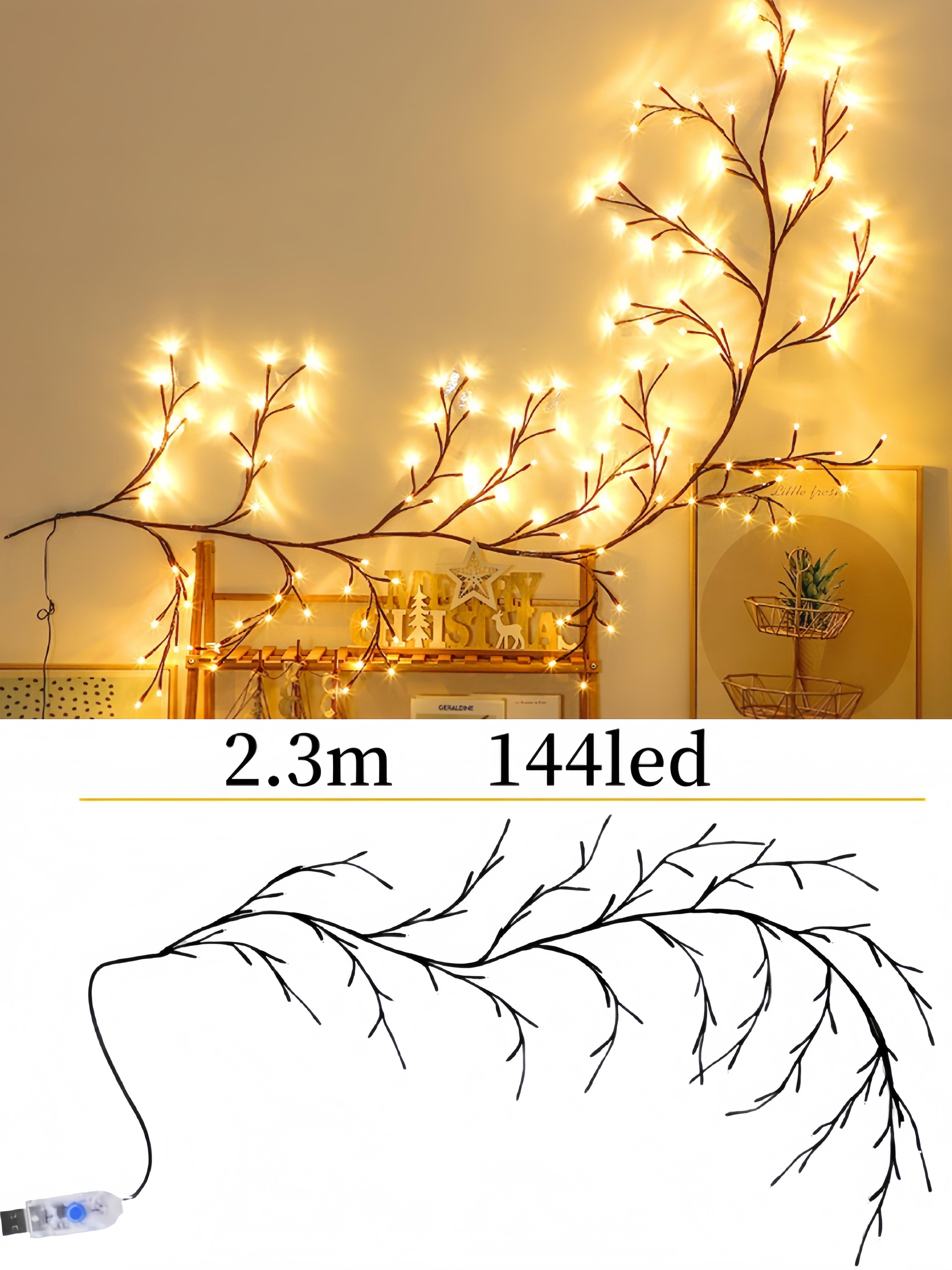 USB Willow Vine Branch Lights With 8 Modes Warm White Holiday Decor 8