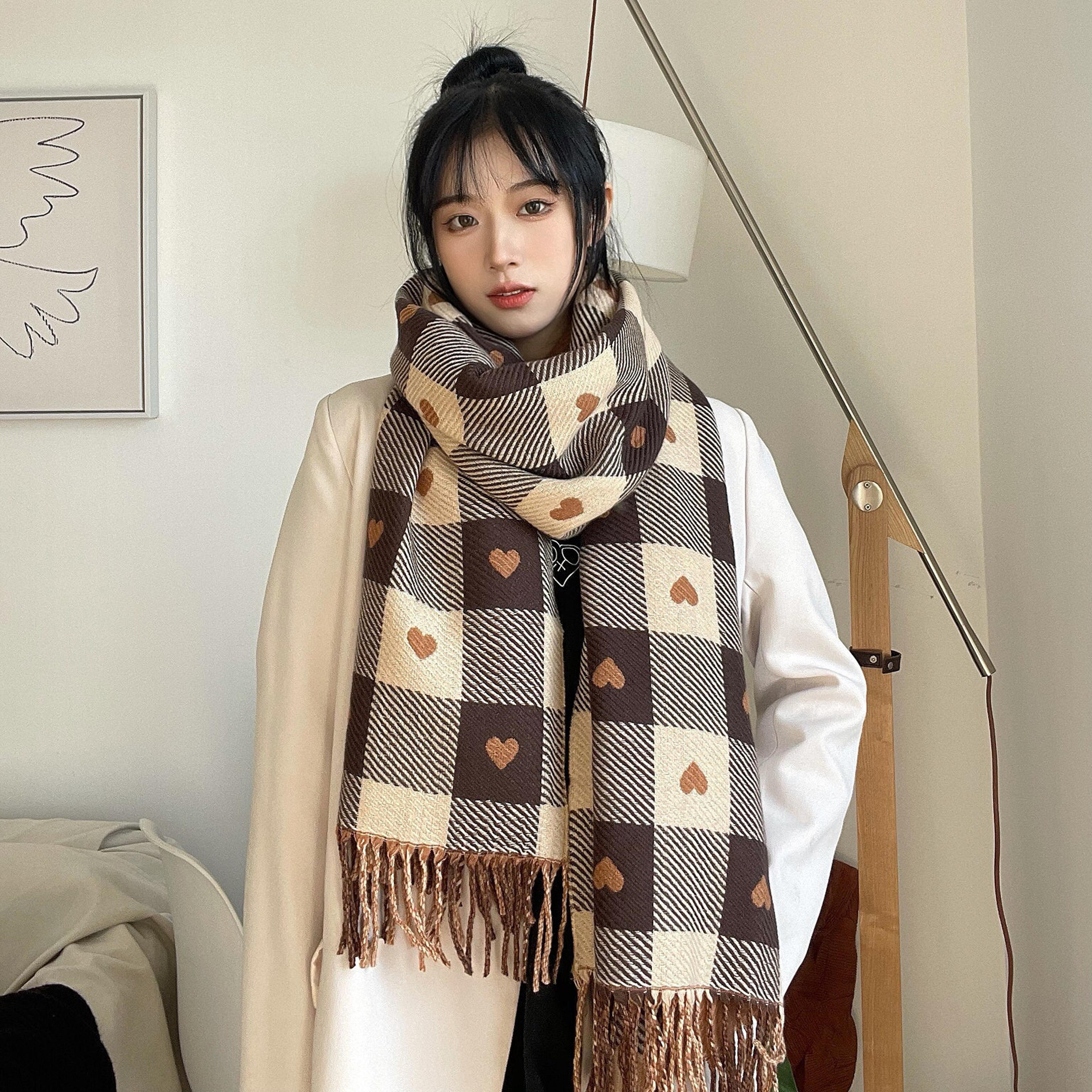 Womens Winter Scarf With Printed Design And Tassels 3