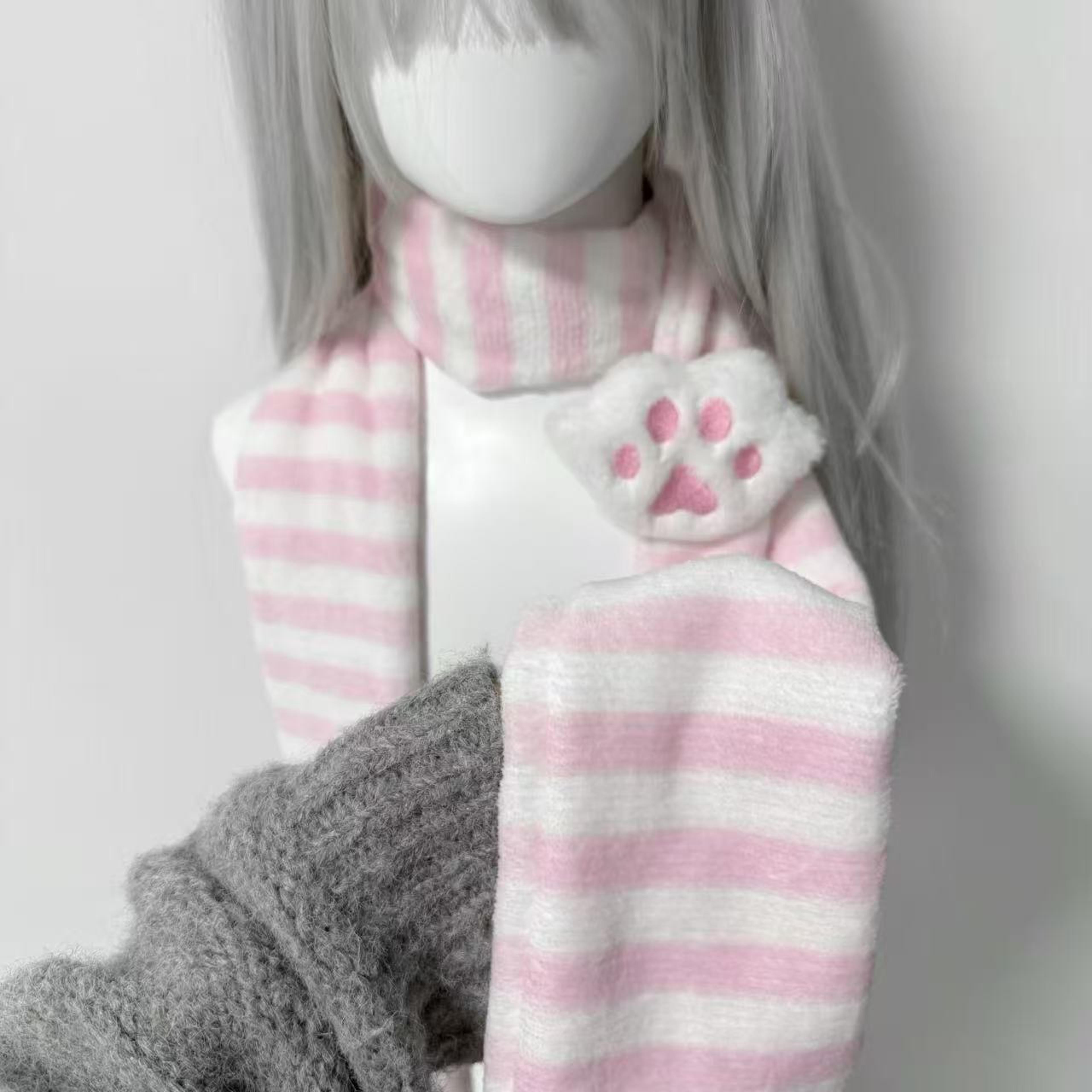 Knitted Cat Paw Scarf Cotton Winter Accessory For Women 7