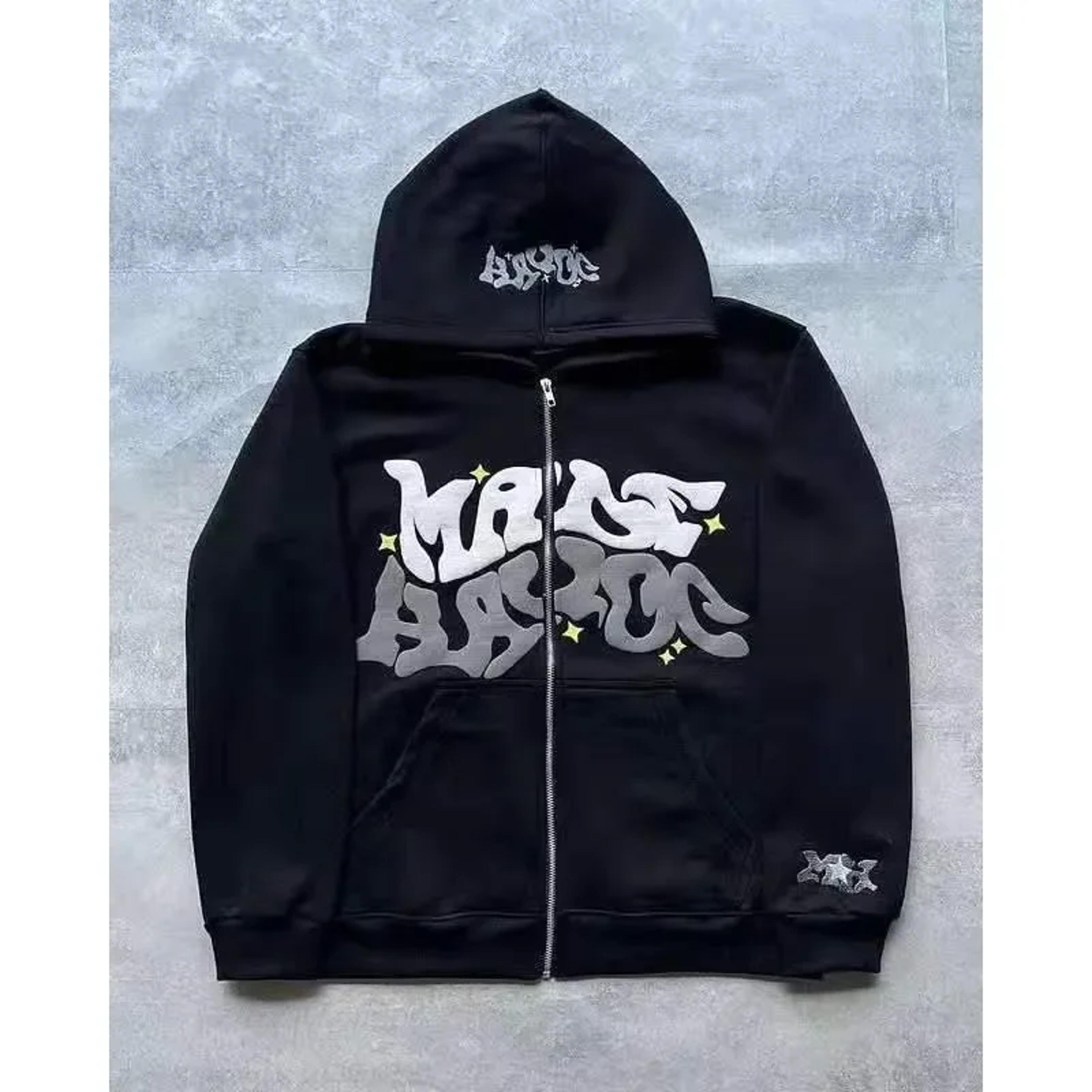fleece zip up hooded sweatshirt print casual sports top