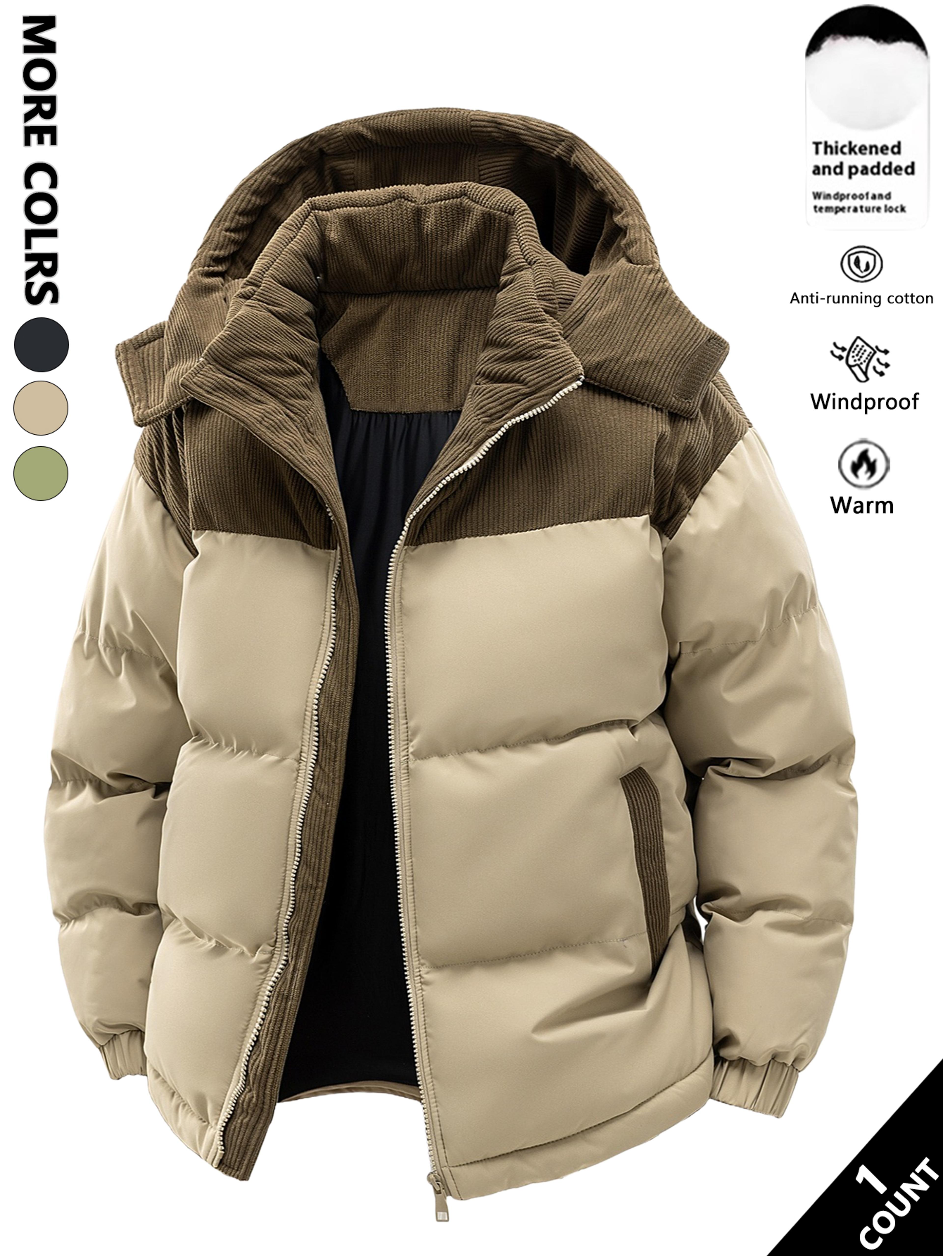 Mens Hooded Cotton Jacket Warm Cold Resistant Windproof Outerwear 1