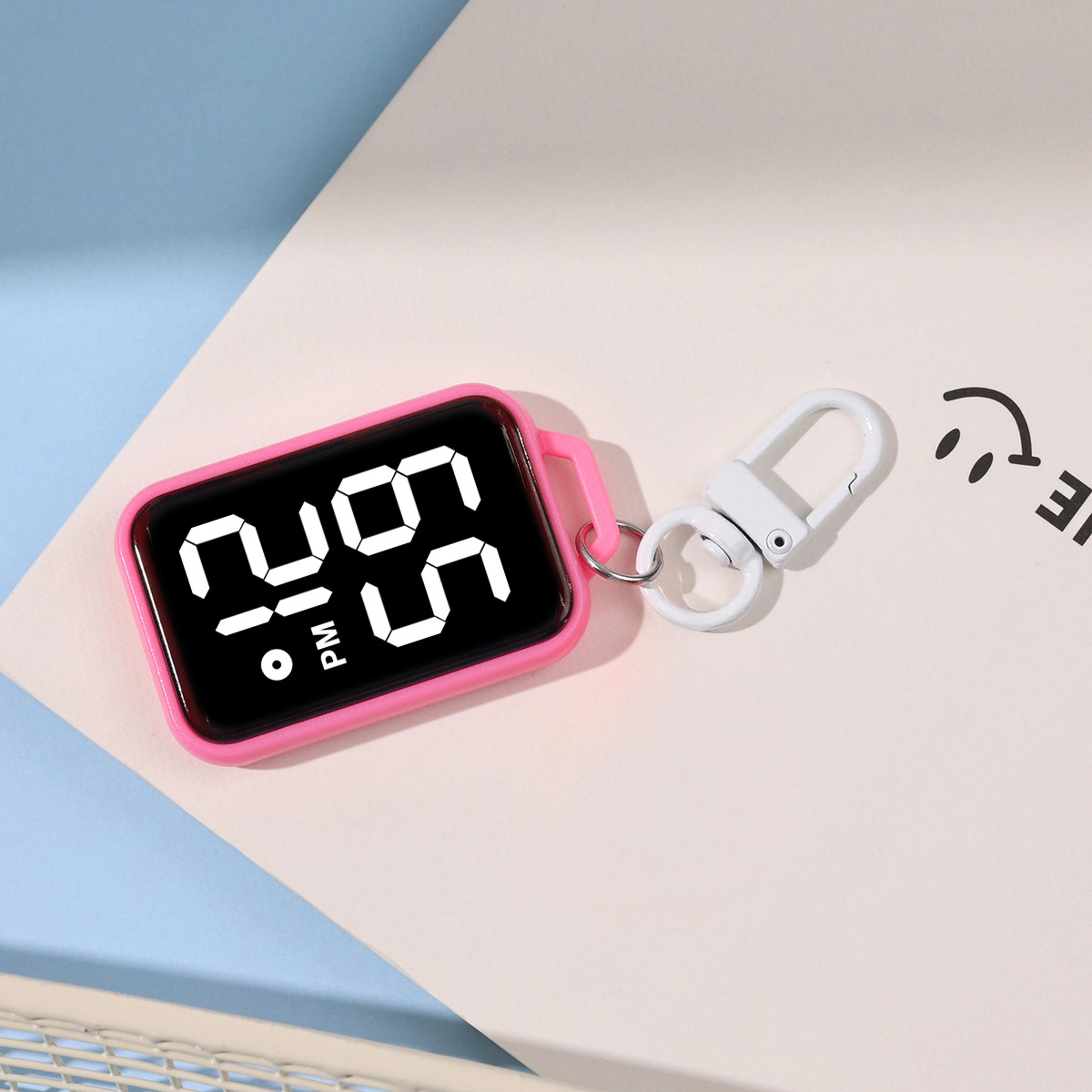 LED Keychain Digital Pocket Watch With Plastic Case And Rubber Bezel 9