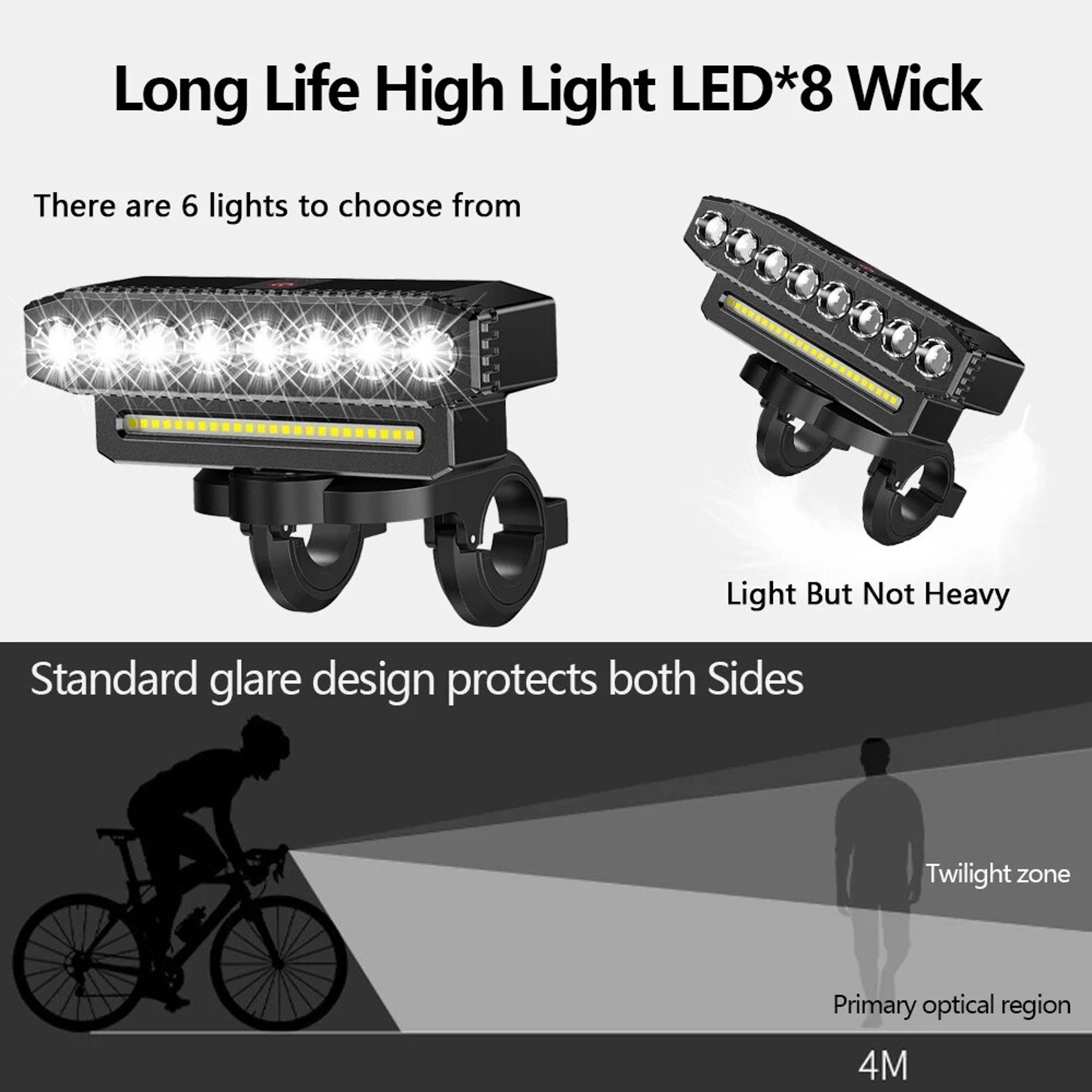 USB Rechargeable Bike Headlight With Horn And Six Lighting Modes 3