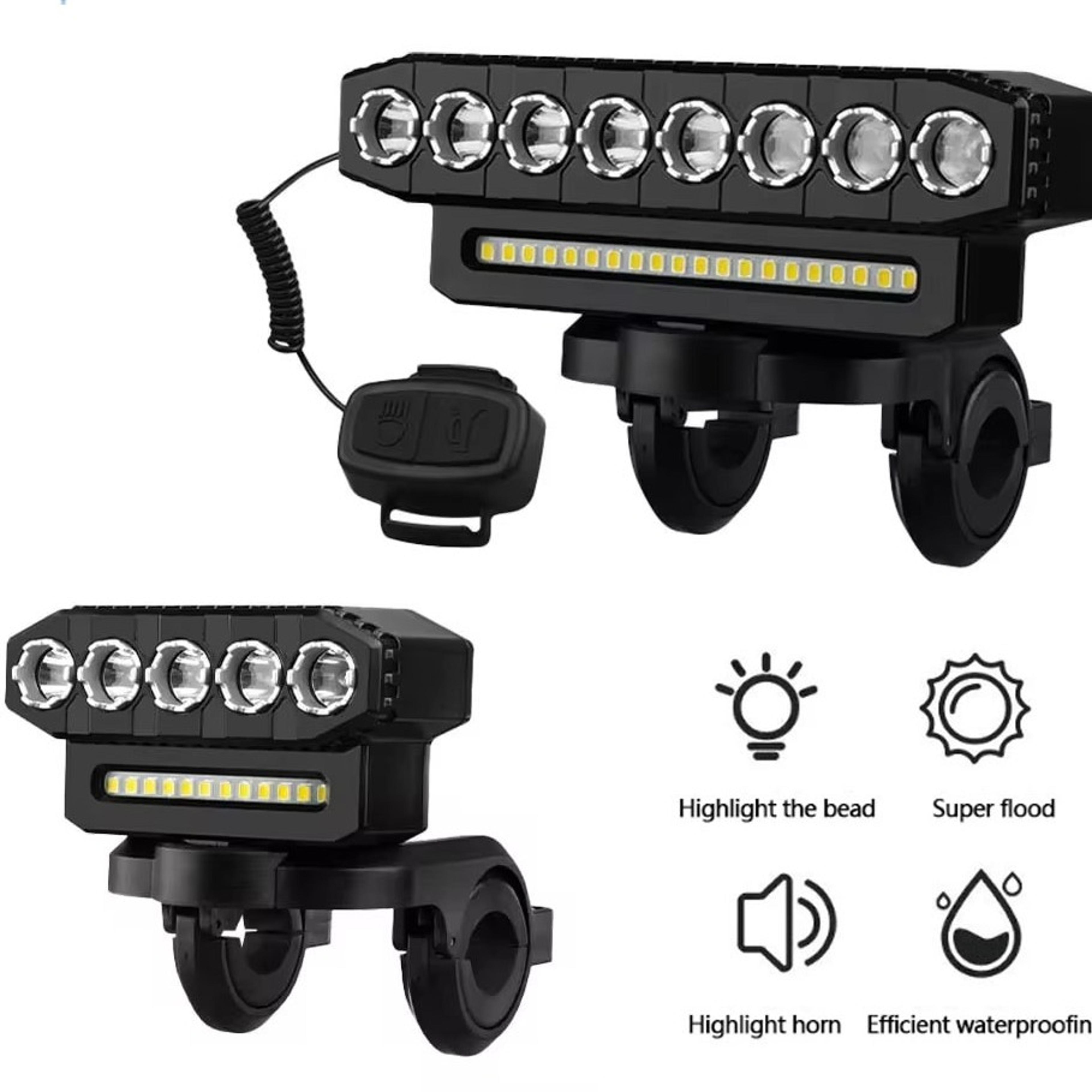 USB Rechargeable Bike Headlight with 130dB Horn and 6 Lighting Modesjpg