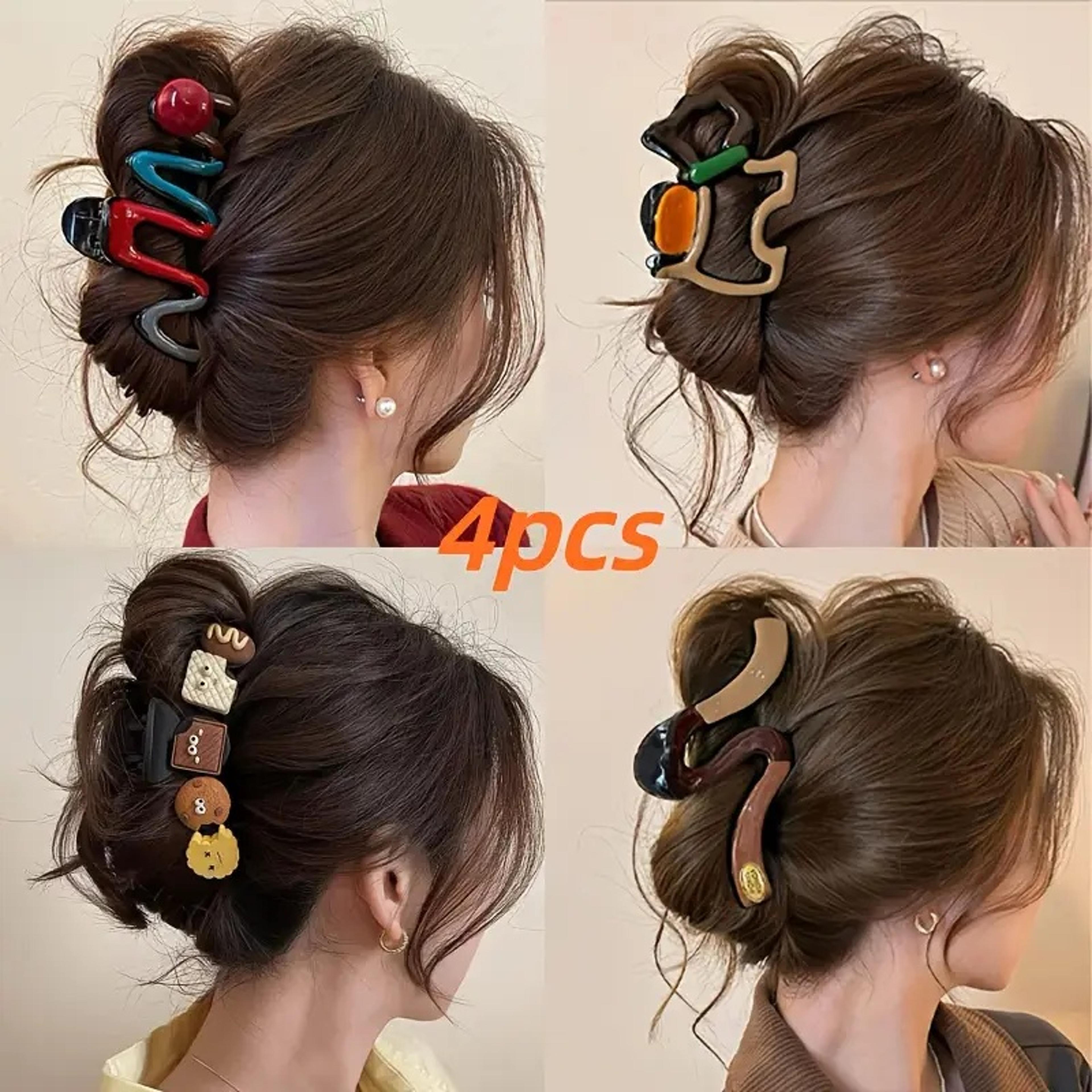 hair claw clip set with wavy geometric design