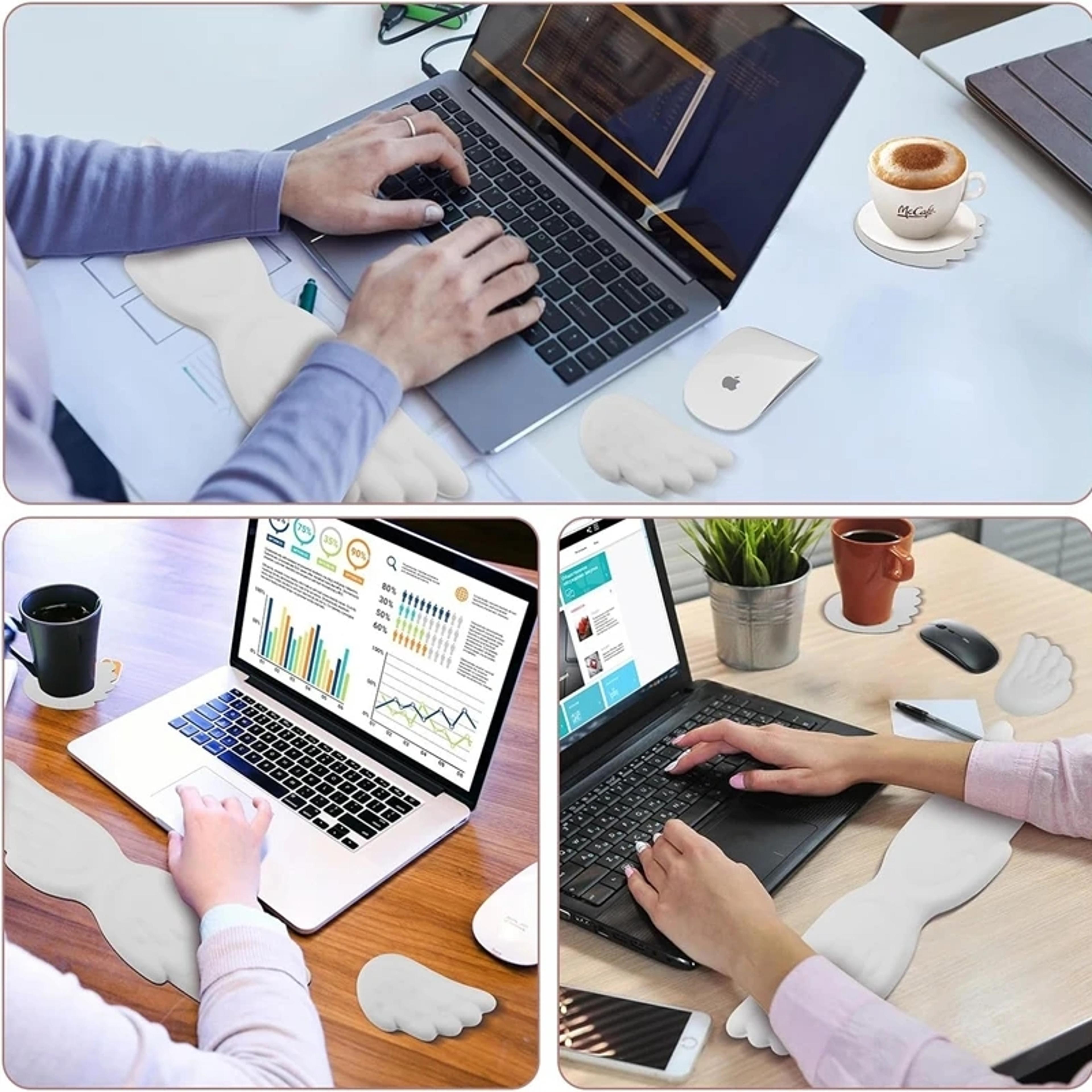 Angel Wing Wrist Rest Set With Silicone Keyboard And Mouse Hand Support 3