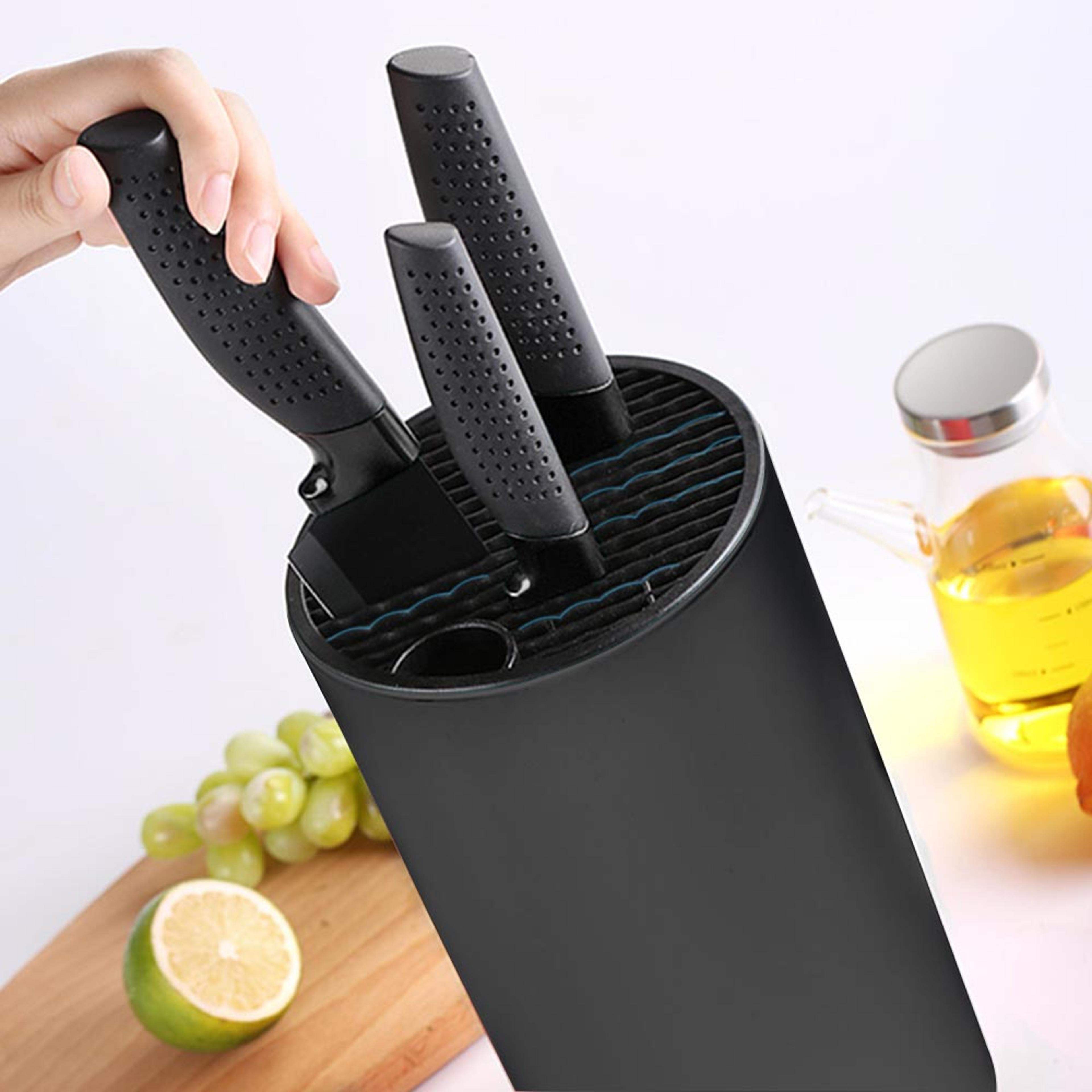 Drainable Kitchen Knife Holder Plastic Countertop Knife Storage Stand 0