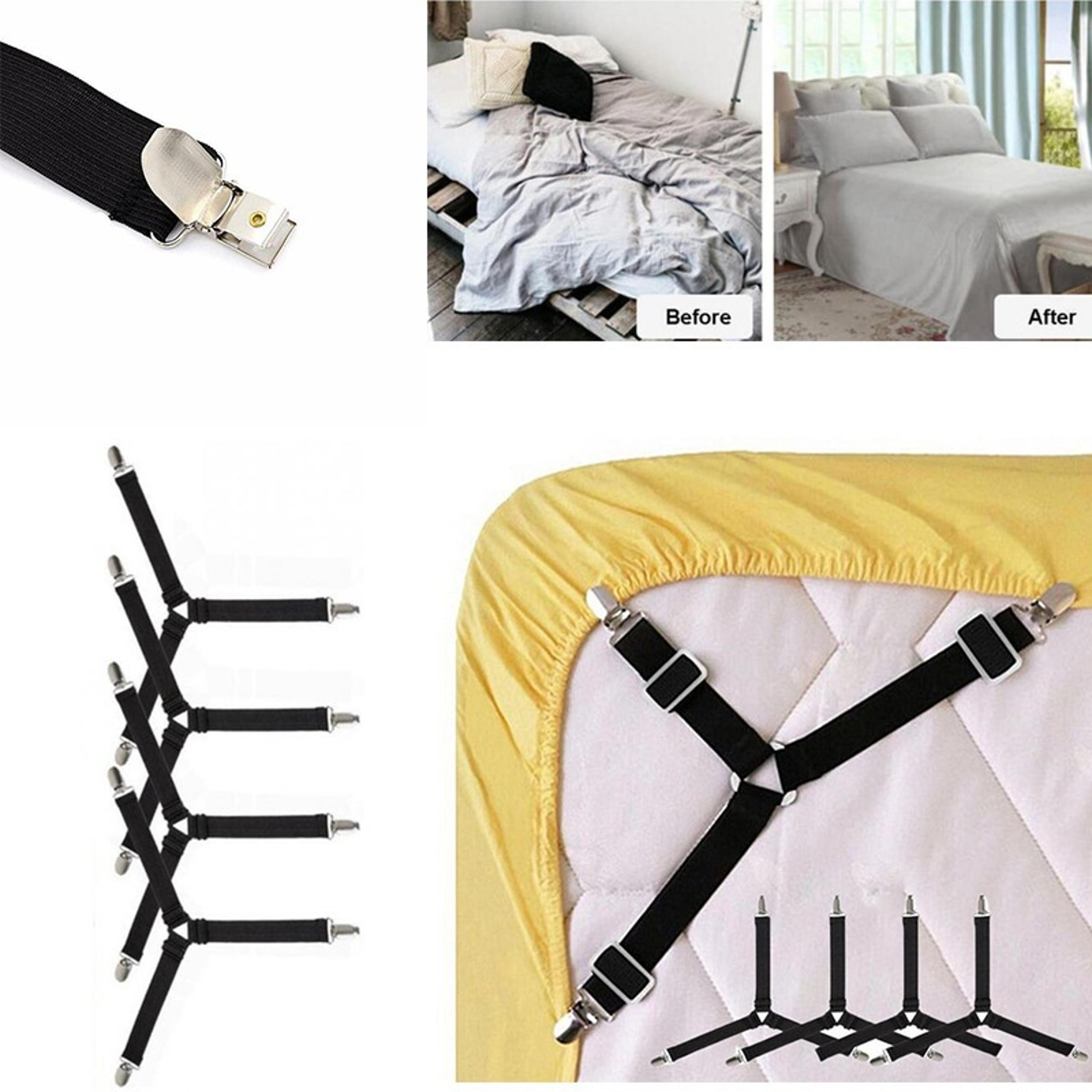 adjustable bed sheet fasteners four piece elastic mattress sheet holder clips