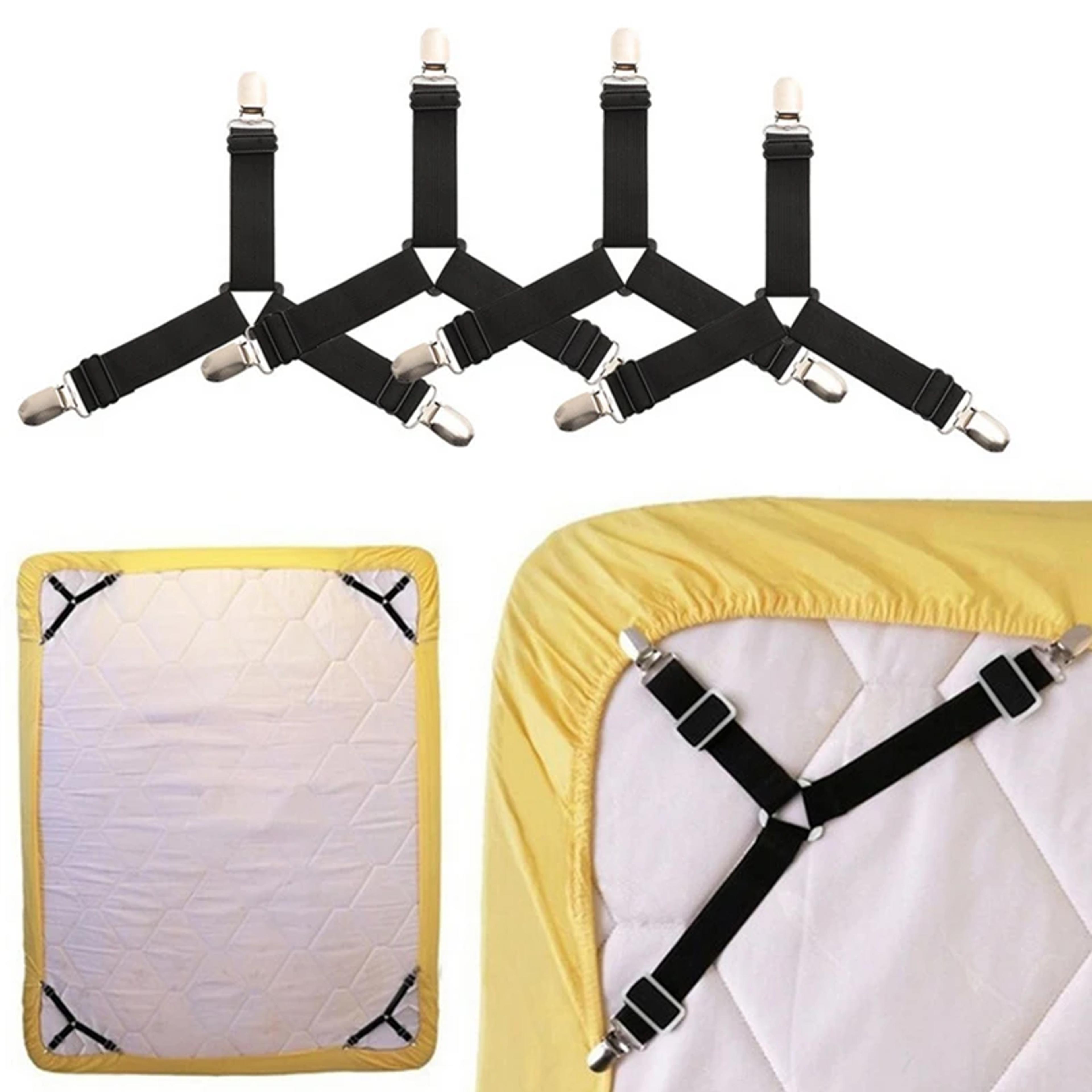 Adjustable Bed Sheet Fasteners Four Piece Elastic Mattress Sheet Holder Clips 2