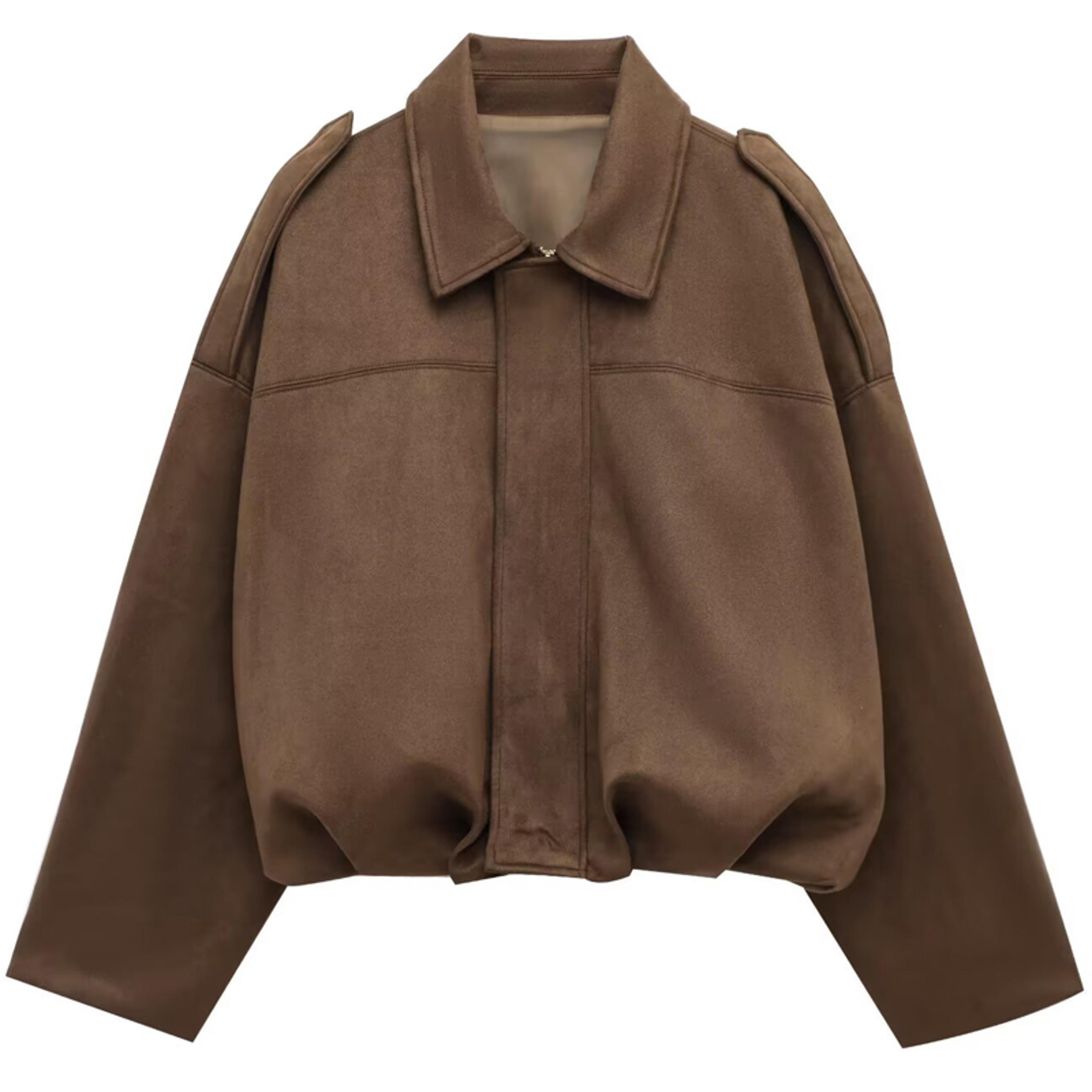 Womens Cropped Bomber Jacket With Oversized Batwing Sleeves 8
