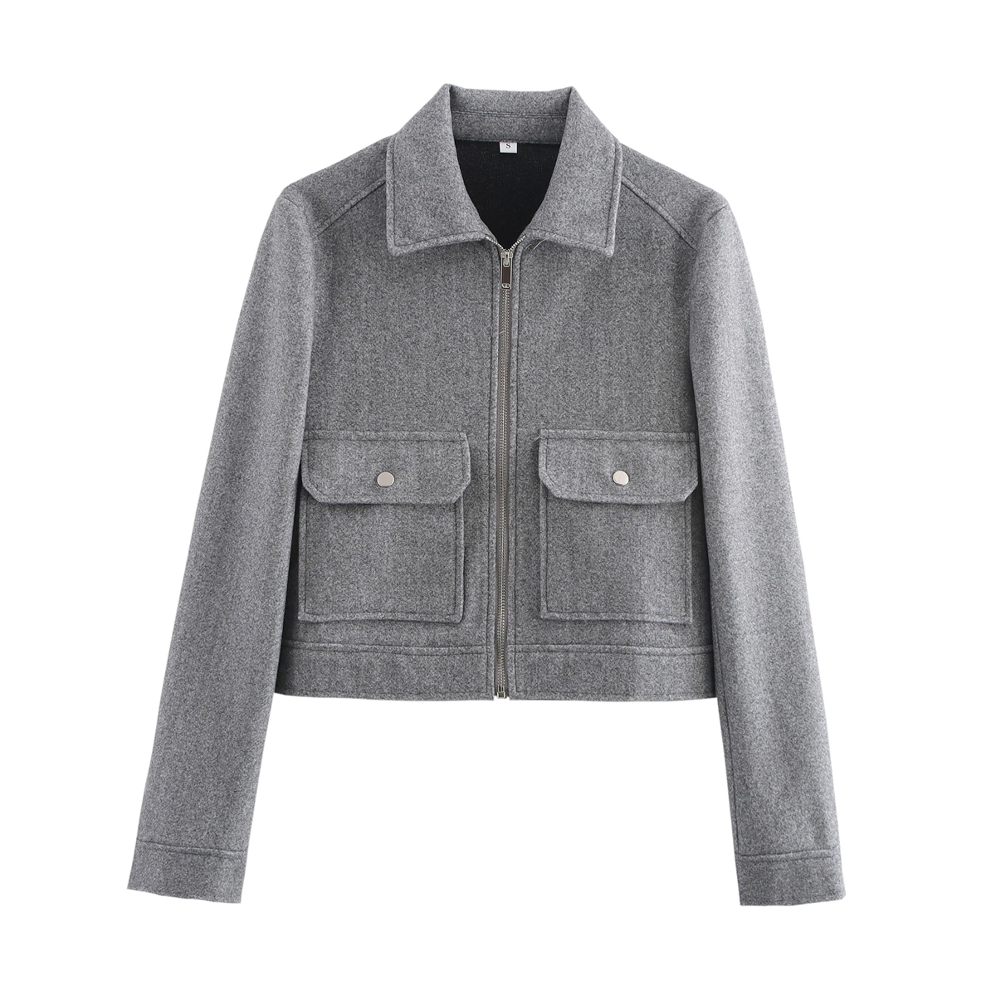 Womens Zipper Jacket With Pockets And TurnDown Collar Casual Long Sleeve Outerwear 9
