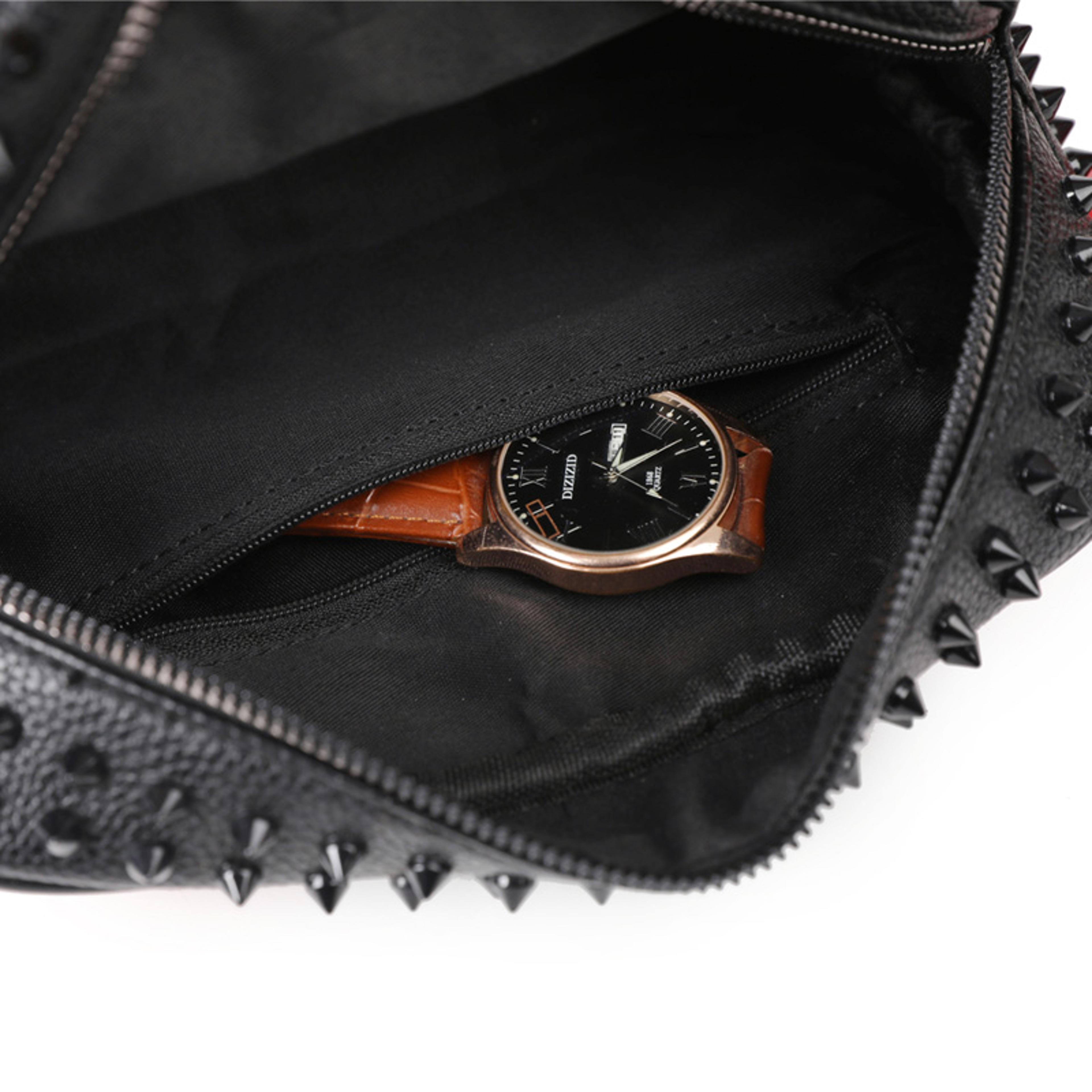Mens Cyberpunk PU Leather Clutch Bag With Rivet Design And Waist Strap 4