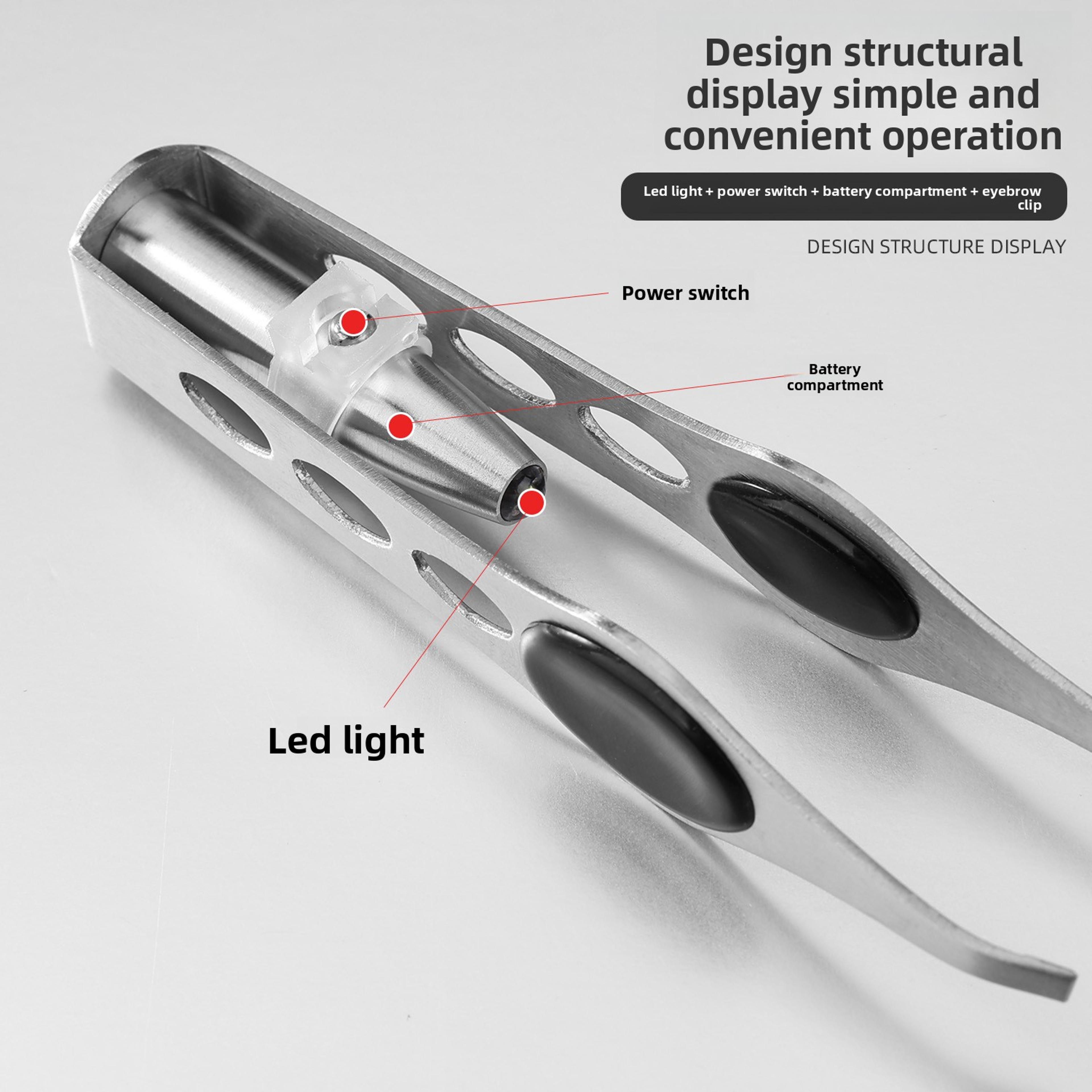 LED Light Precision Tweezers With Slanted Stainless Steel Tip 3