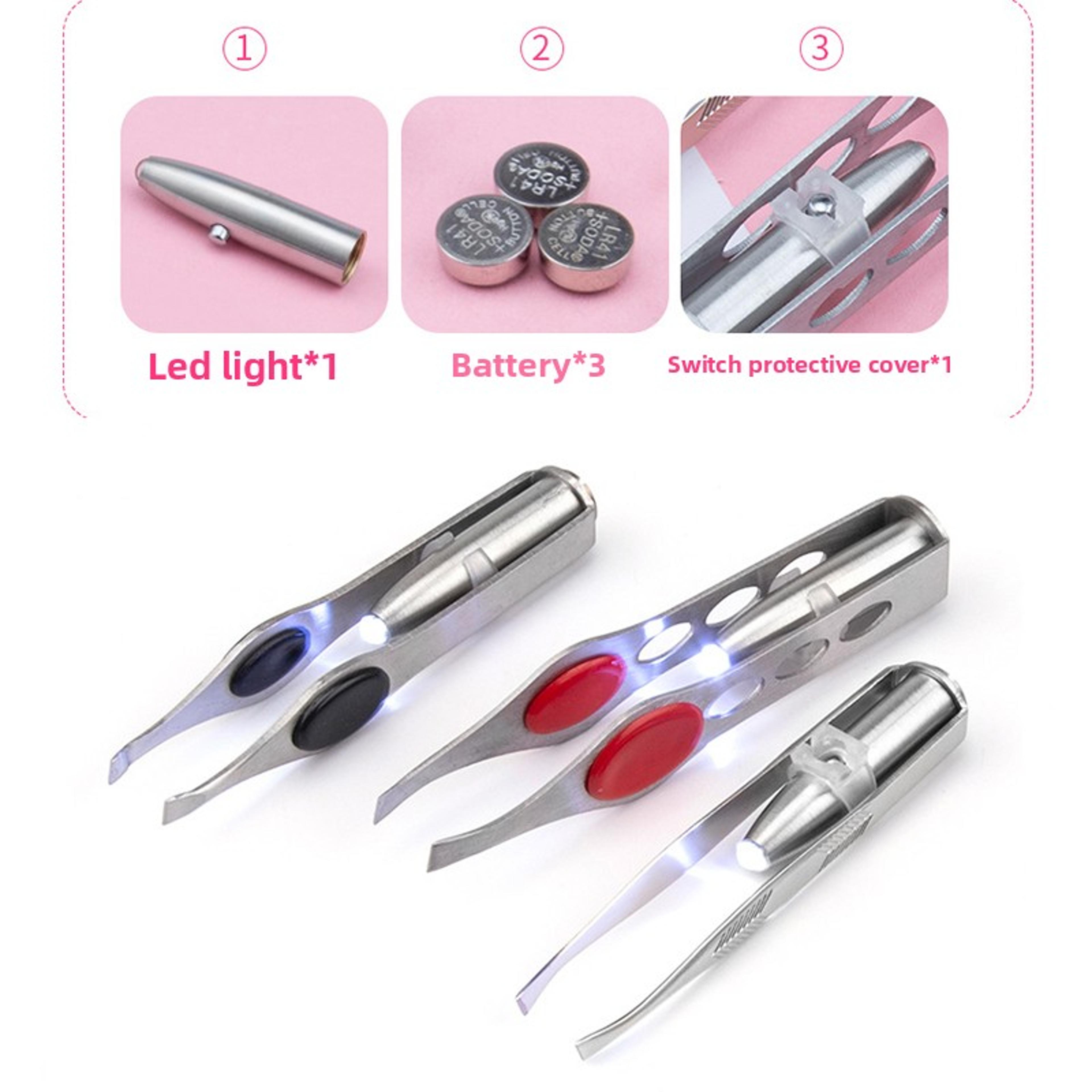 LED Light Precision Tweezers With Slanted Stainless Steel Tip 4