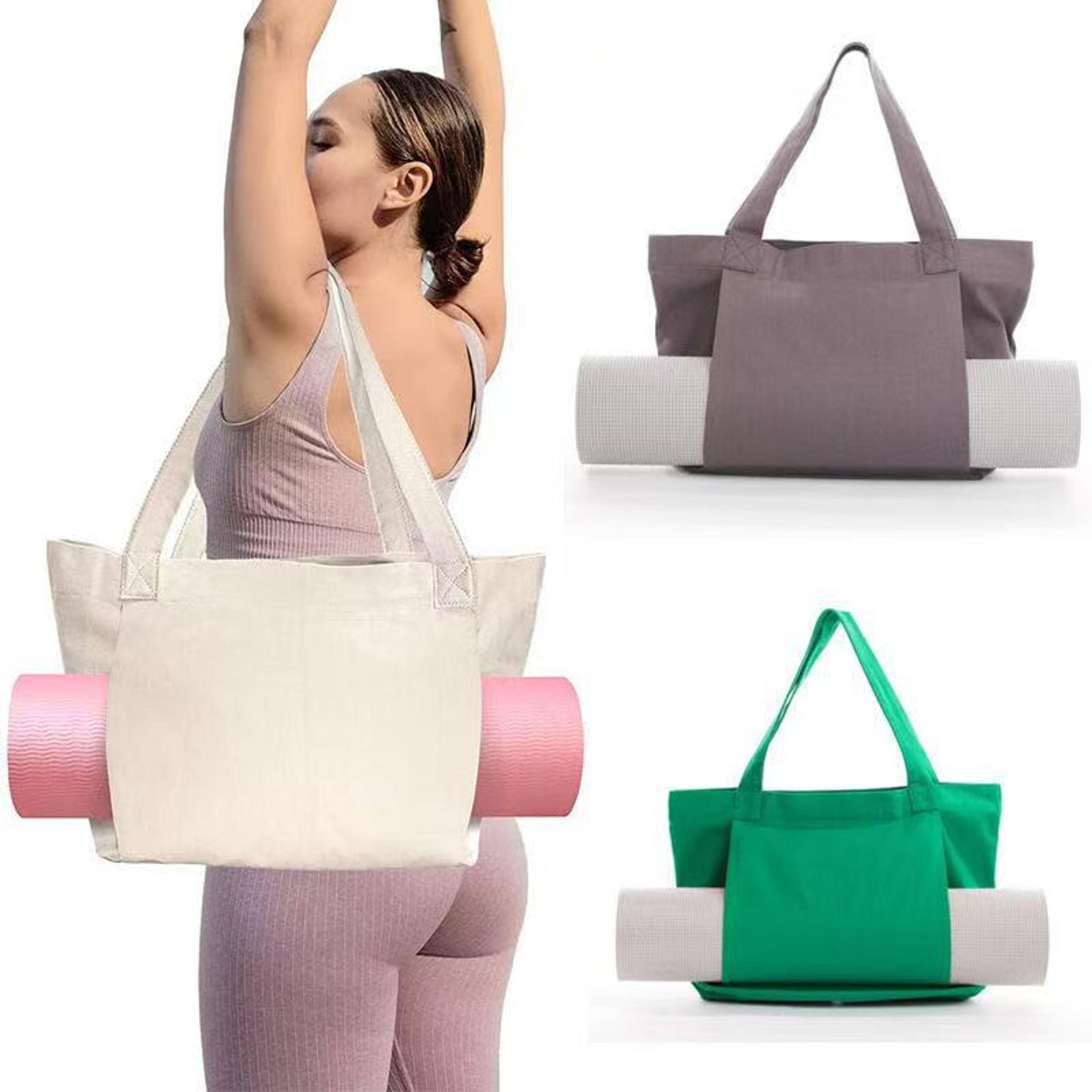 Portable Canvas Yoga Mat Bag Large Capacity Yoga Mat Carrier With Adjustable Shoulder Strap 5