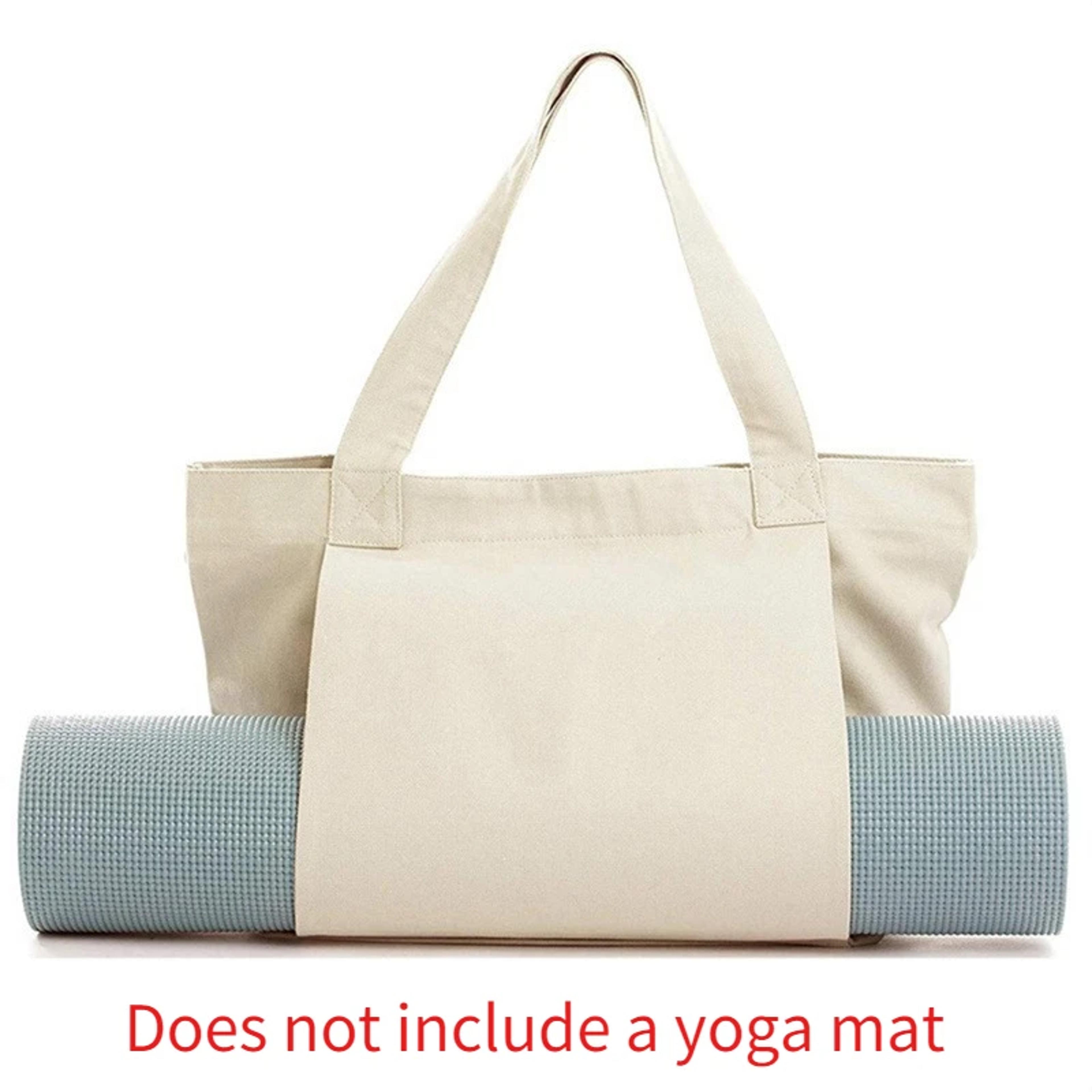 Portable Canvas Yoga Mat Bag Large Capacity Yoga Mat Carrier With Adjustable Shoulder Strap 4