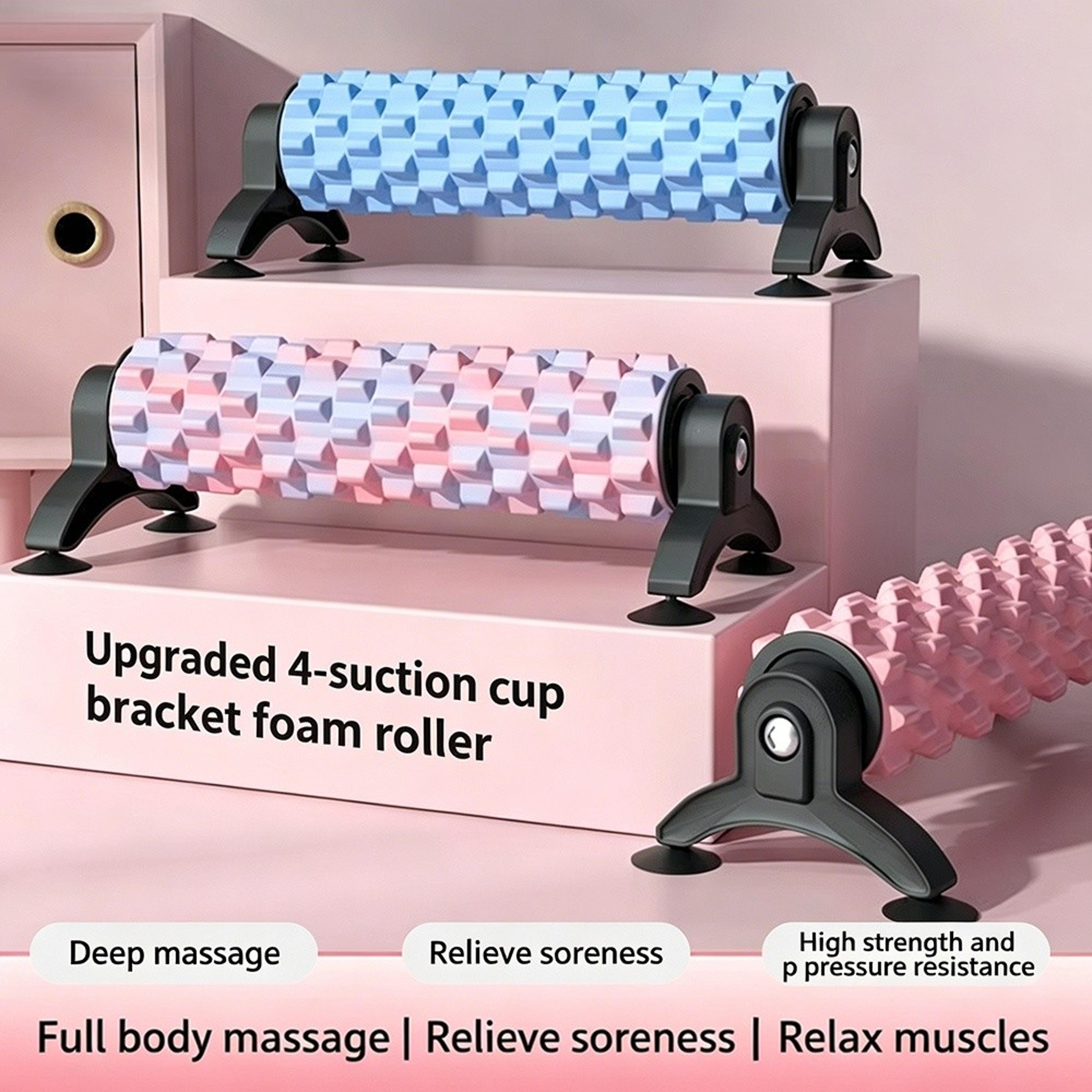 Deep Tissue Foam Roller For Muscle Recovery With Suction Cup Massage Grip 4