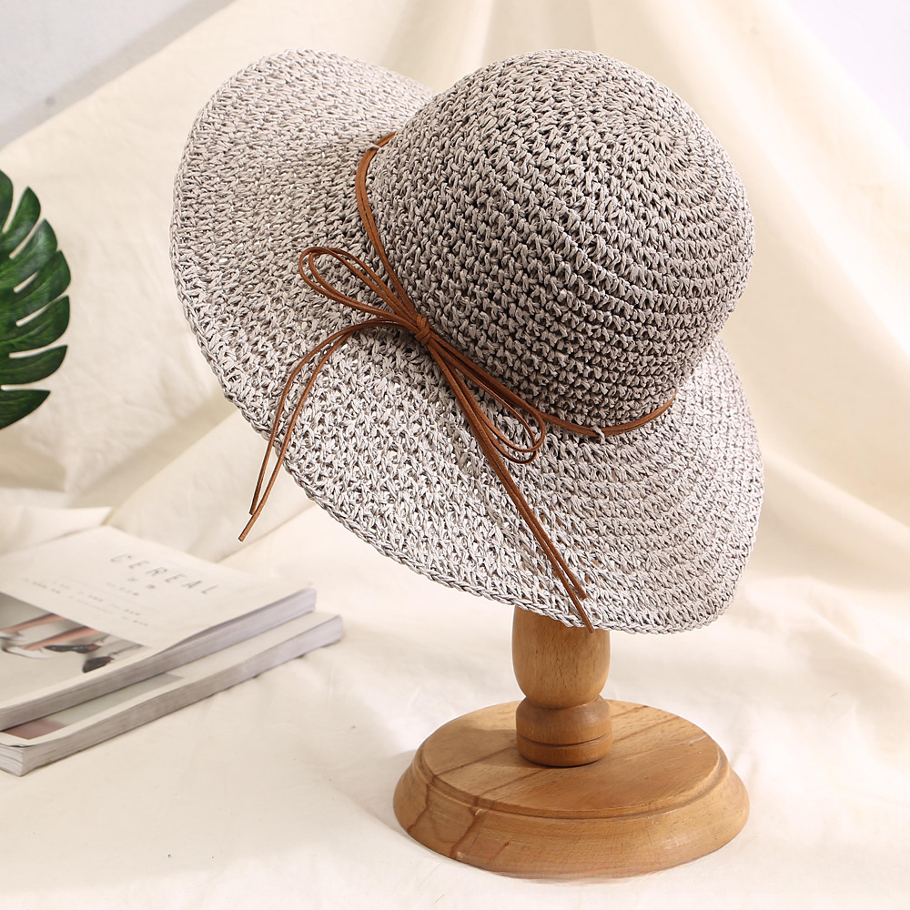 Elegant Wide Brim Beach Straw Sun Hat With Bow For Women 7