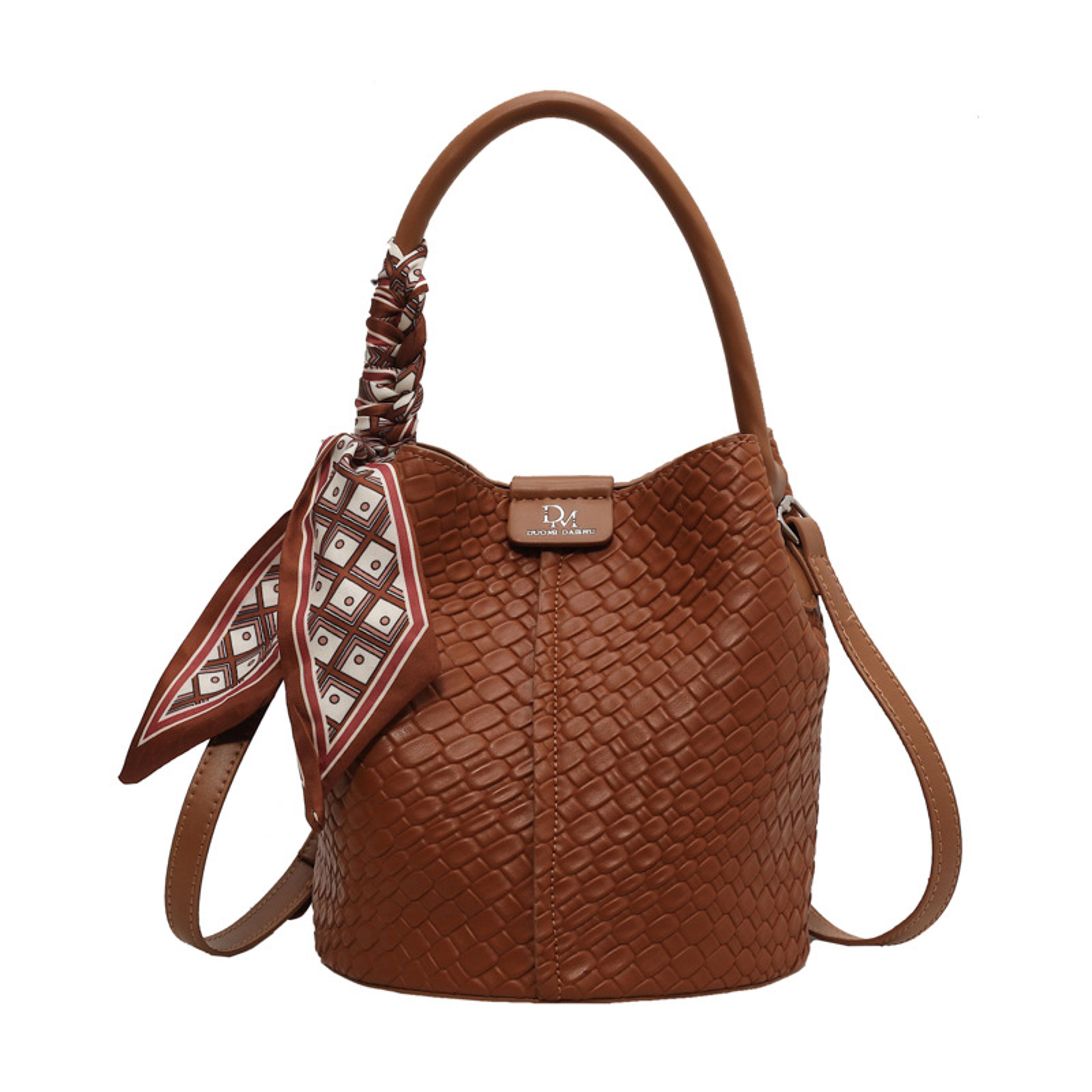 Elegant Woven Womens Bucket Bag Crossbody Shoulder Purse With Top Handle 3