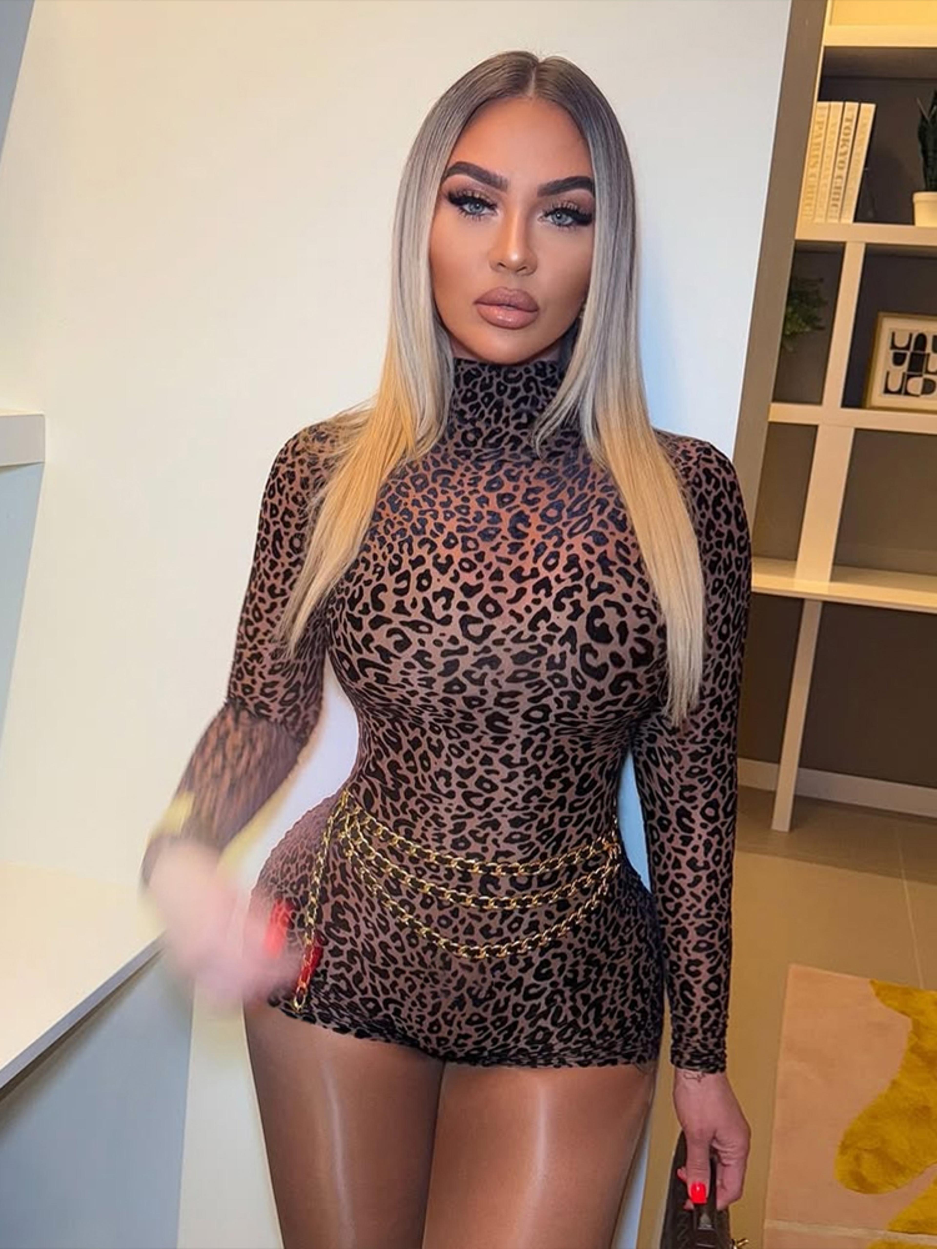 Leopard High Neck Bodycon Romper Slim Fit Womens Playsuit 2