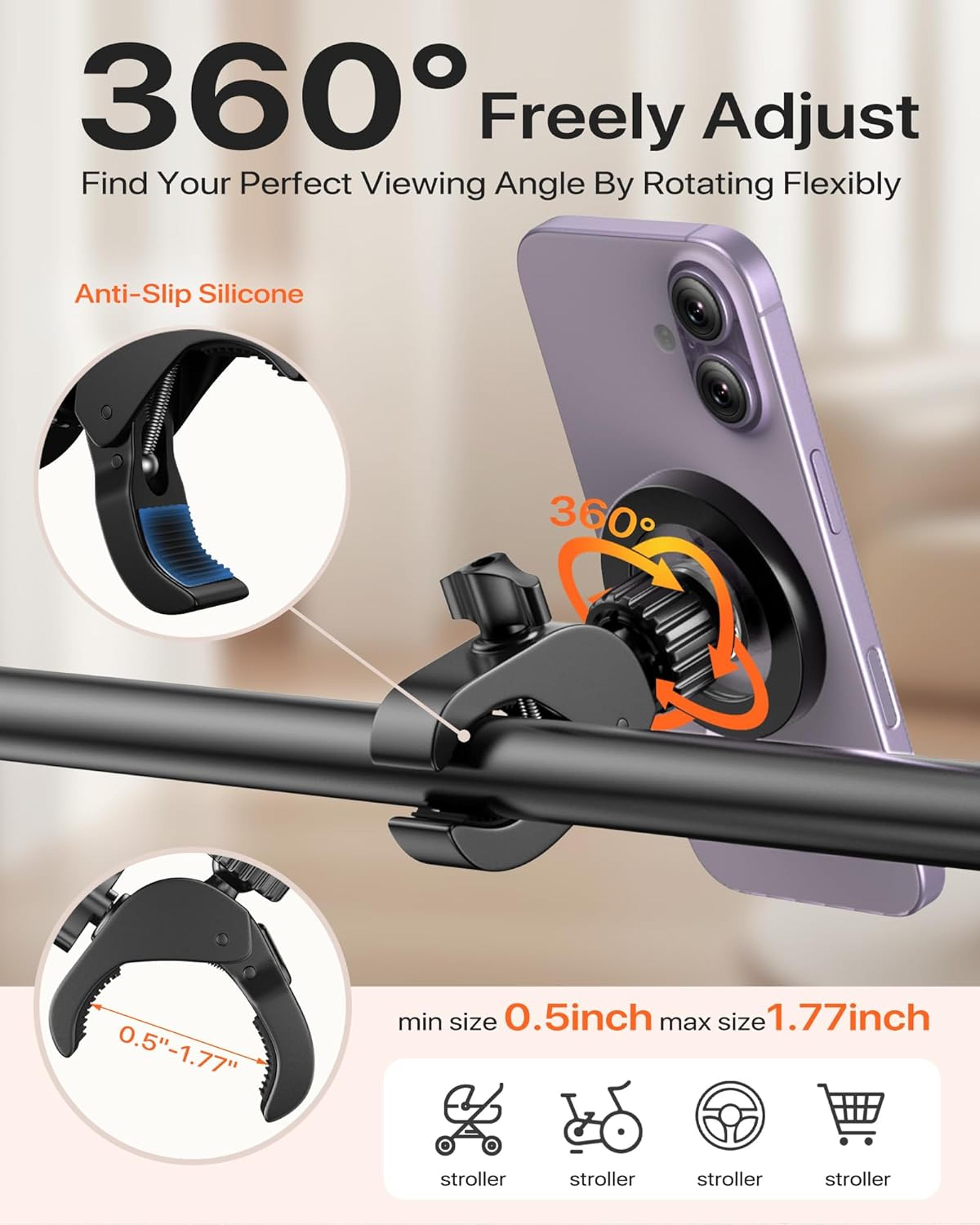 Magnetic Bike Phone Mount With Rotating Handlebar Clamp 1