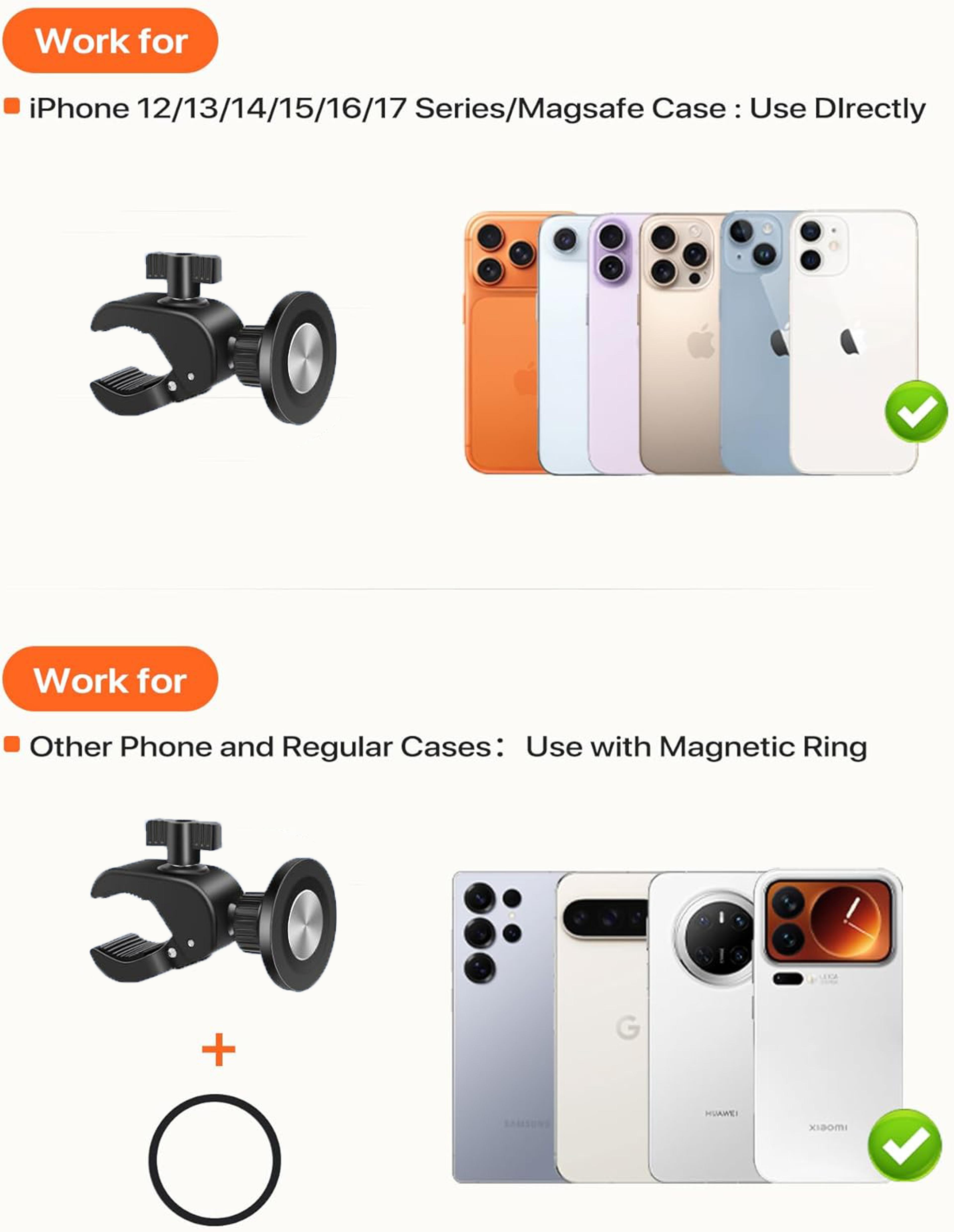 Magnetic Bike Phone Mount With Rotating Handlebar Clamp 5