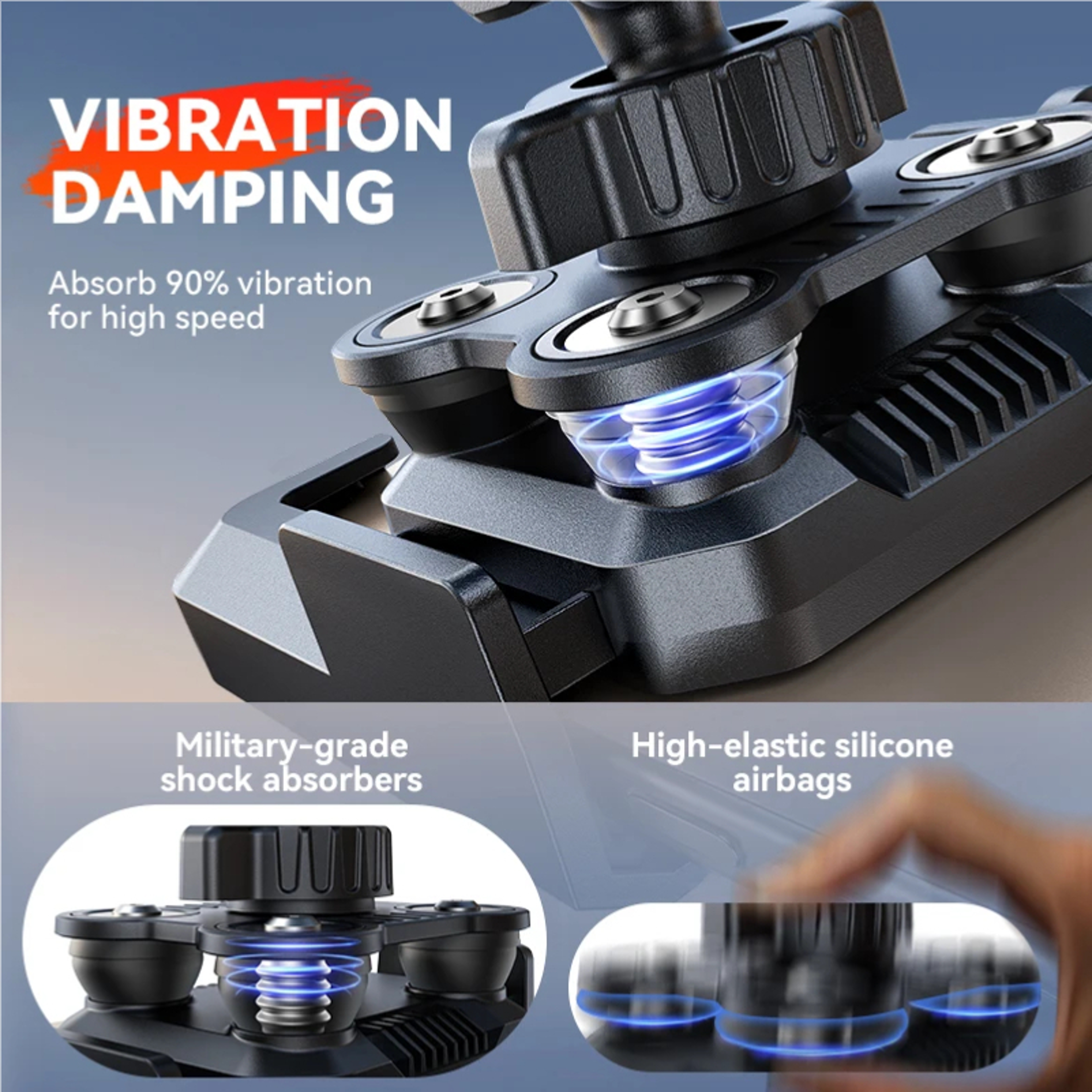 Universal Motorcycle Phone Mount With Dual Vibration Dampener For 477 Inch Smartphones 1