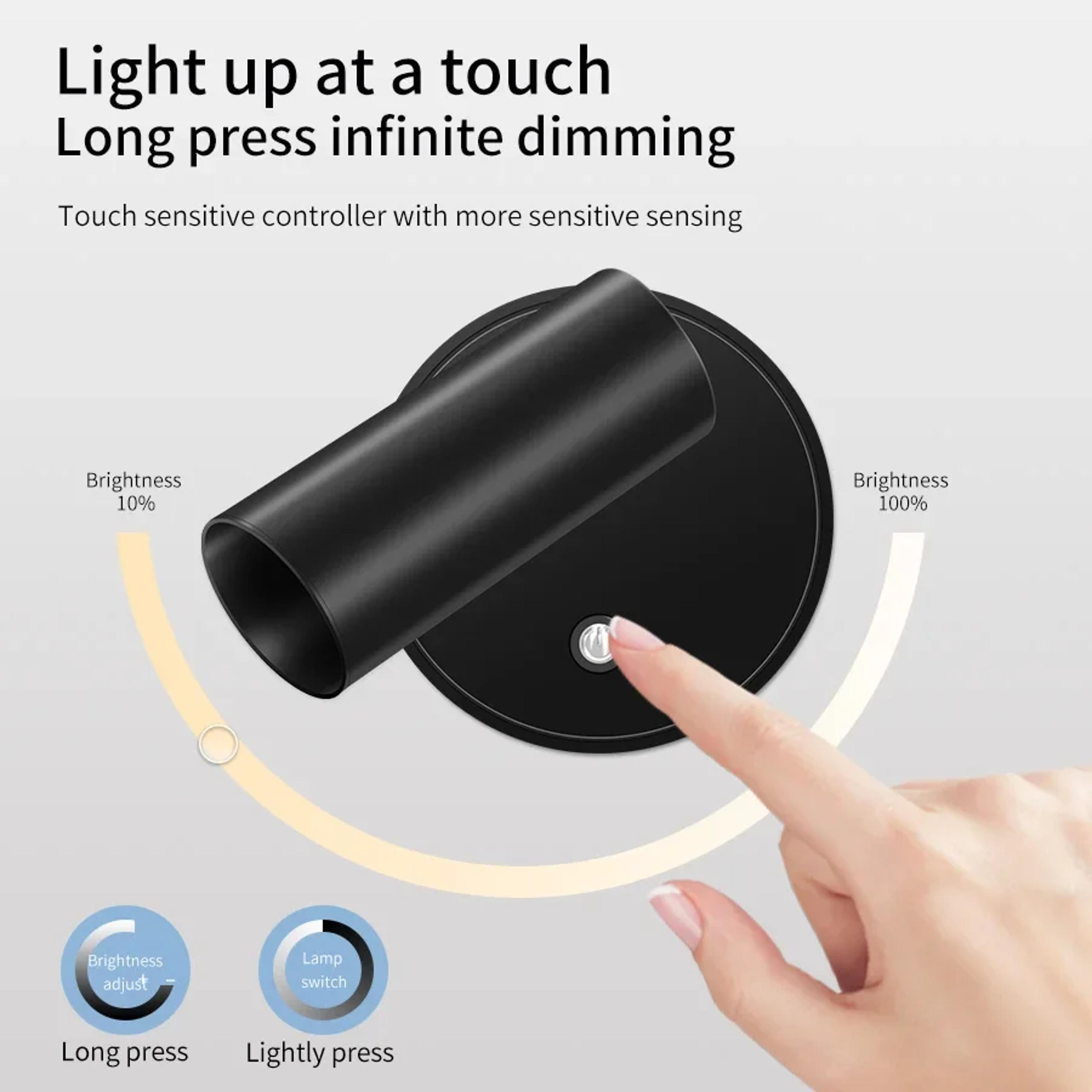 Rechargeable Wall Lamp Magnetic LED Reading Light With Rotation  Touch Control 3