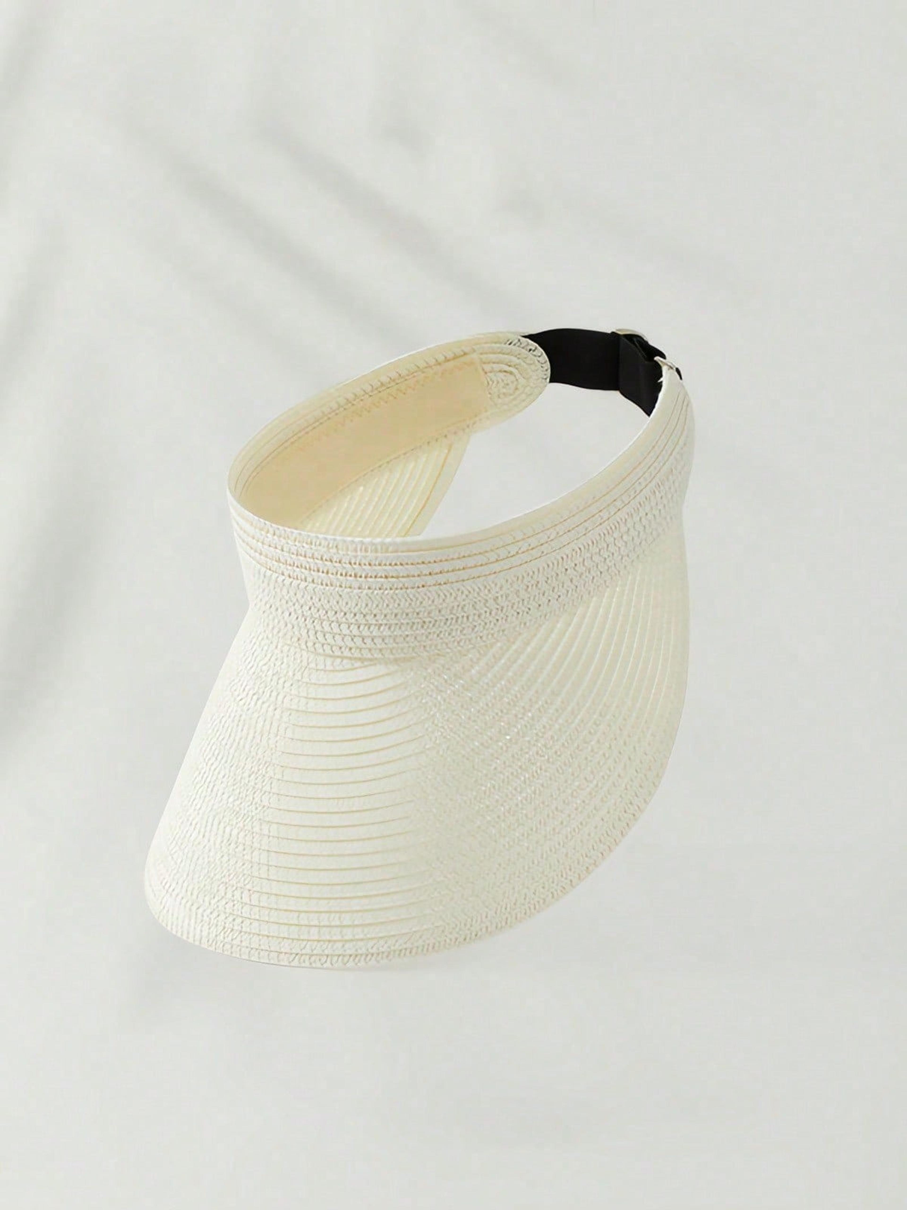 Foldable Straw Sun Visor Wide Brim Beach Hat For Women Summer Travel 3