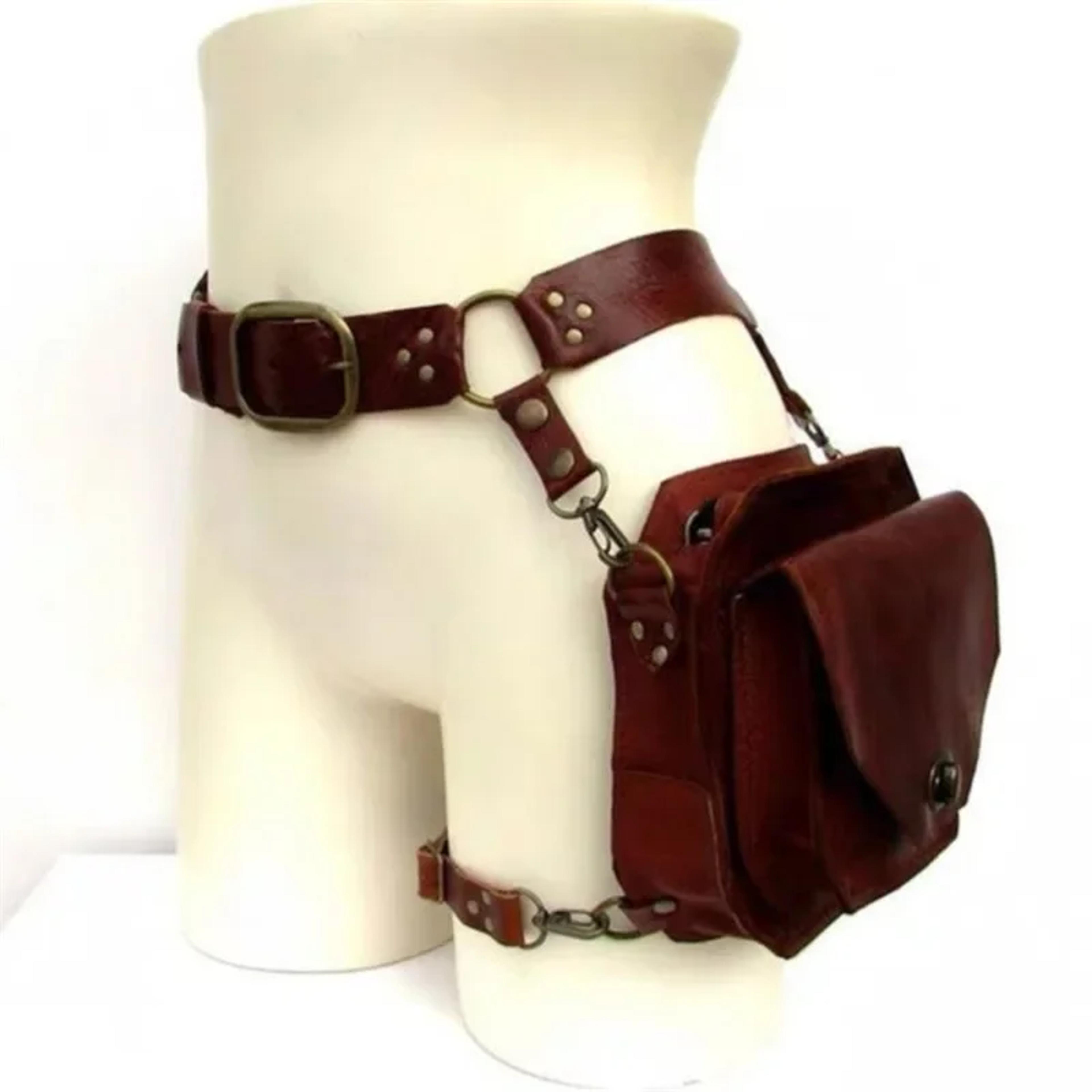 Retro PU Leather Waist Bag For Women Multi Pocket Crossbody Leg Bag Phone Pouch 0