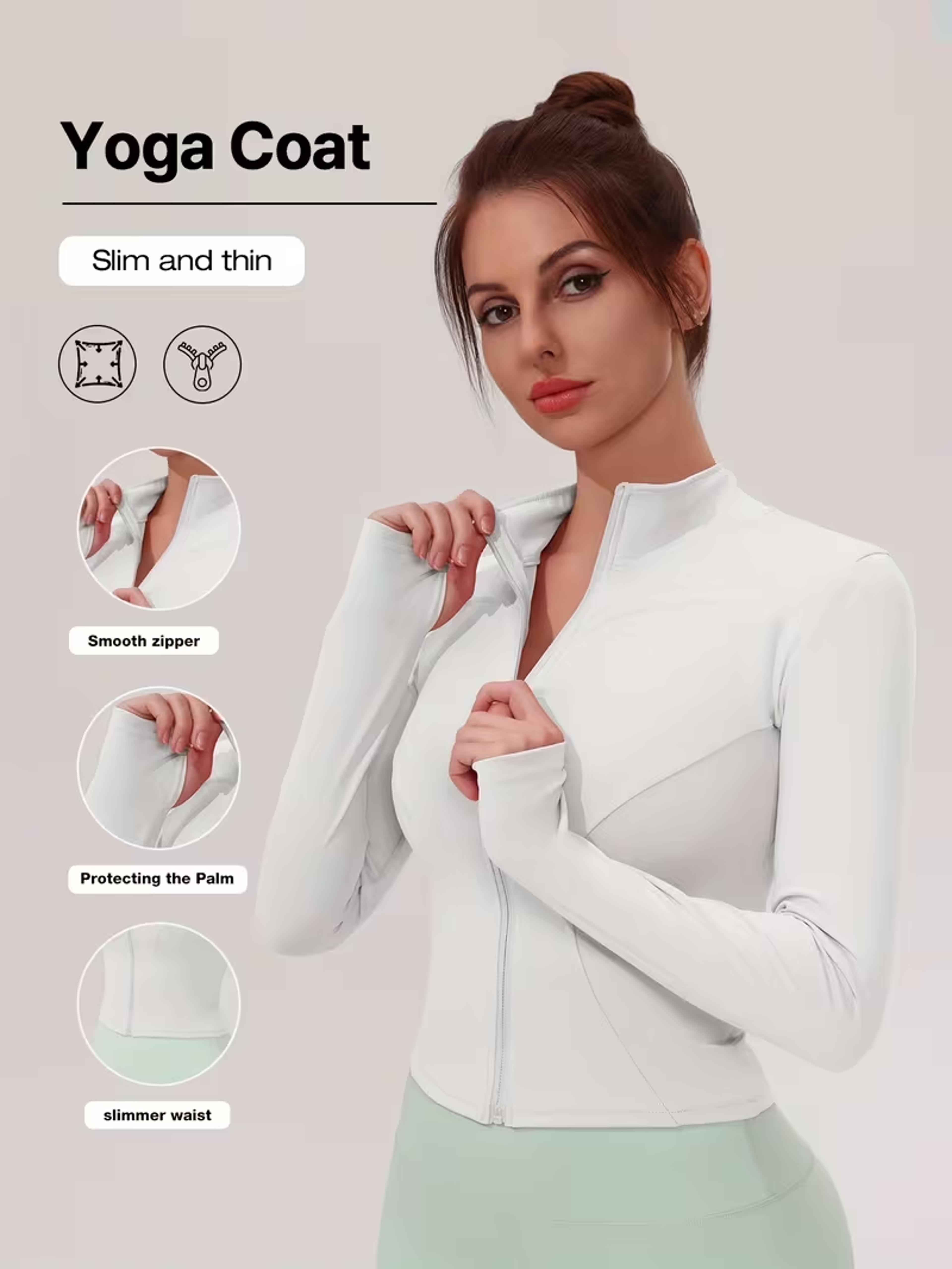 Womens Yoga Jacket Slim Fit Sports Jacket Quick Dry Zip Up Running Jacket 2