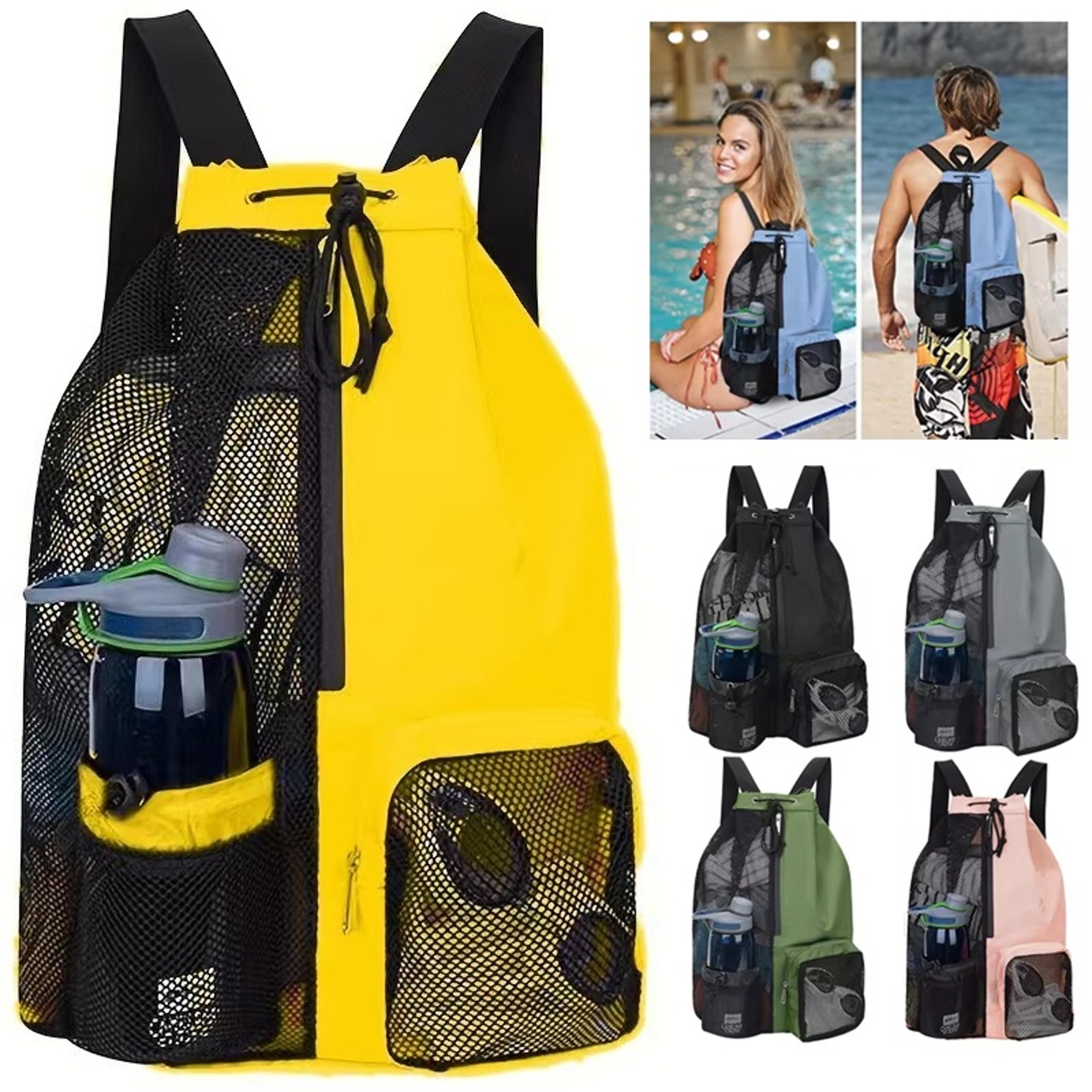 Multi Pocket Mesh Drawstring Backpack With Wet Dry Storage For Gym Beach  Swimming 9
