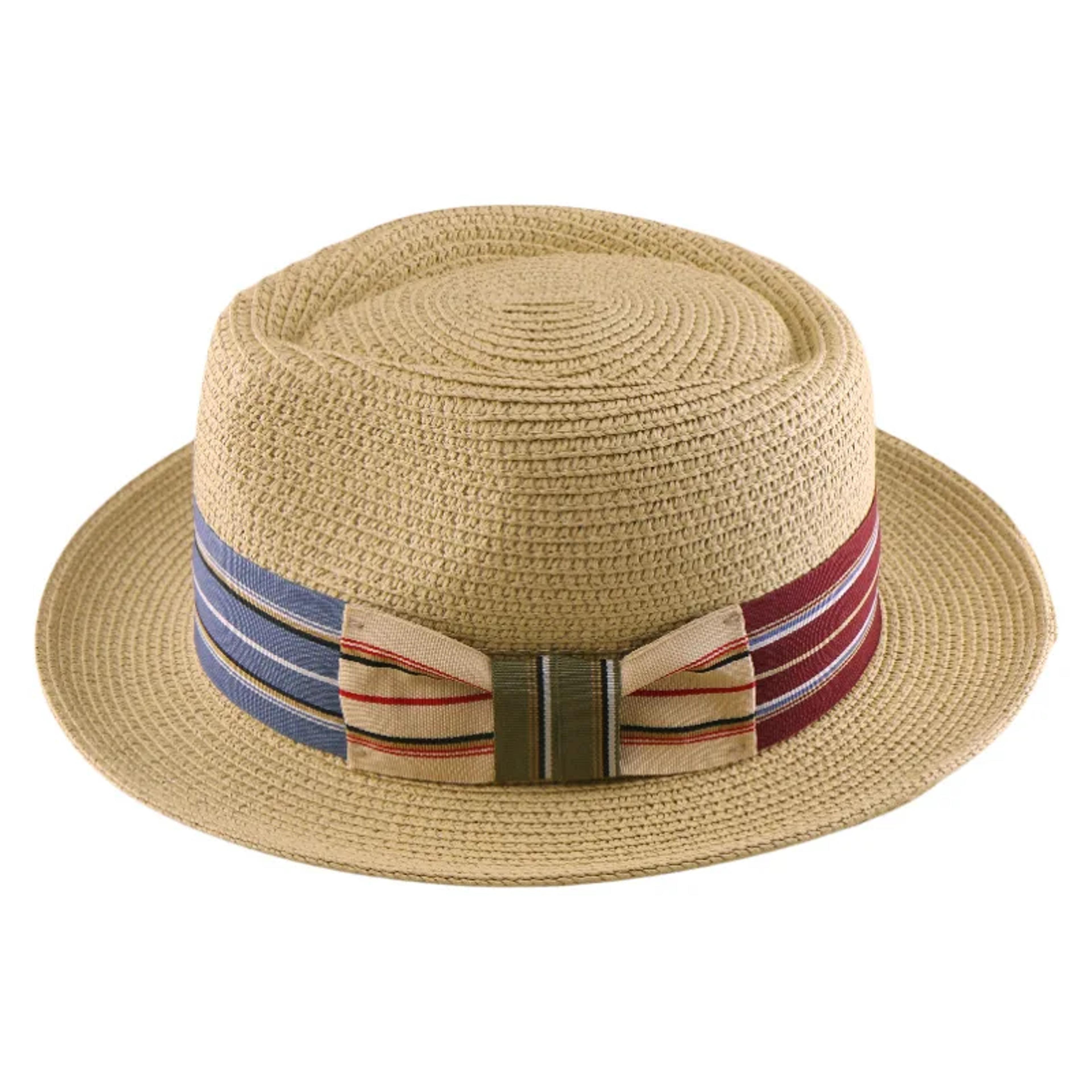 Classic Straw Fedora Hat With Wide Striped Band For Men  Women Summer Beach Sun Hat 1