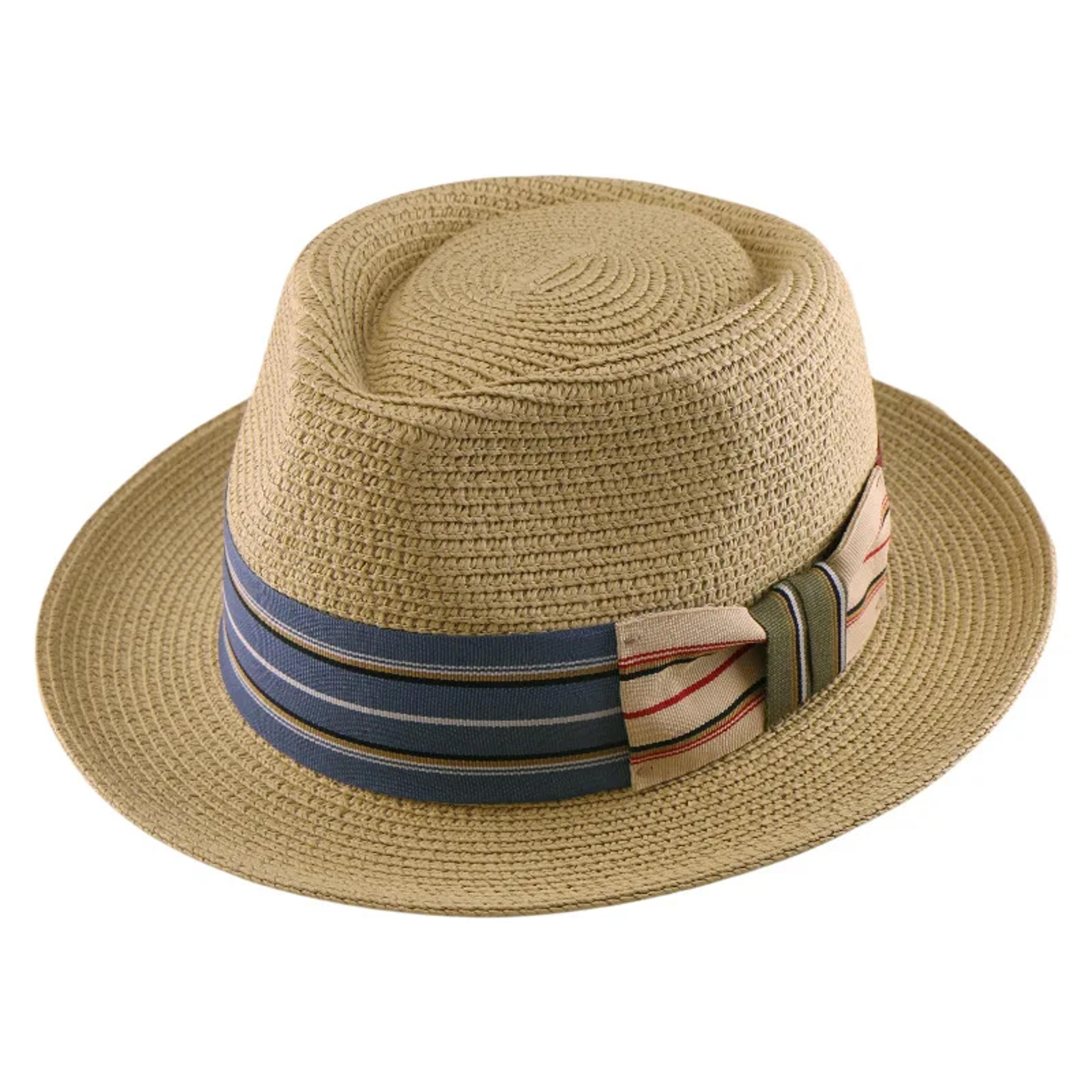 Classic Straw Fedora Hat With Wide Striped Band For Men  Women Summer Beach Sun Hat 7