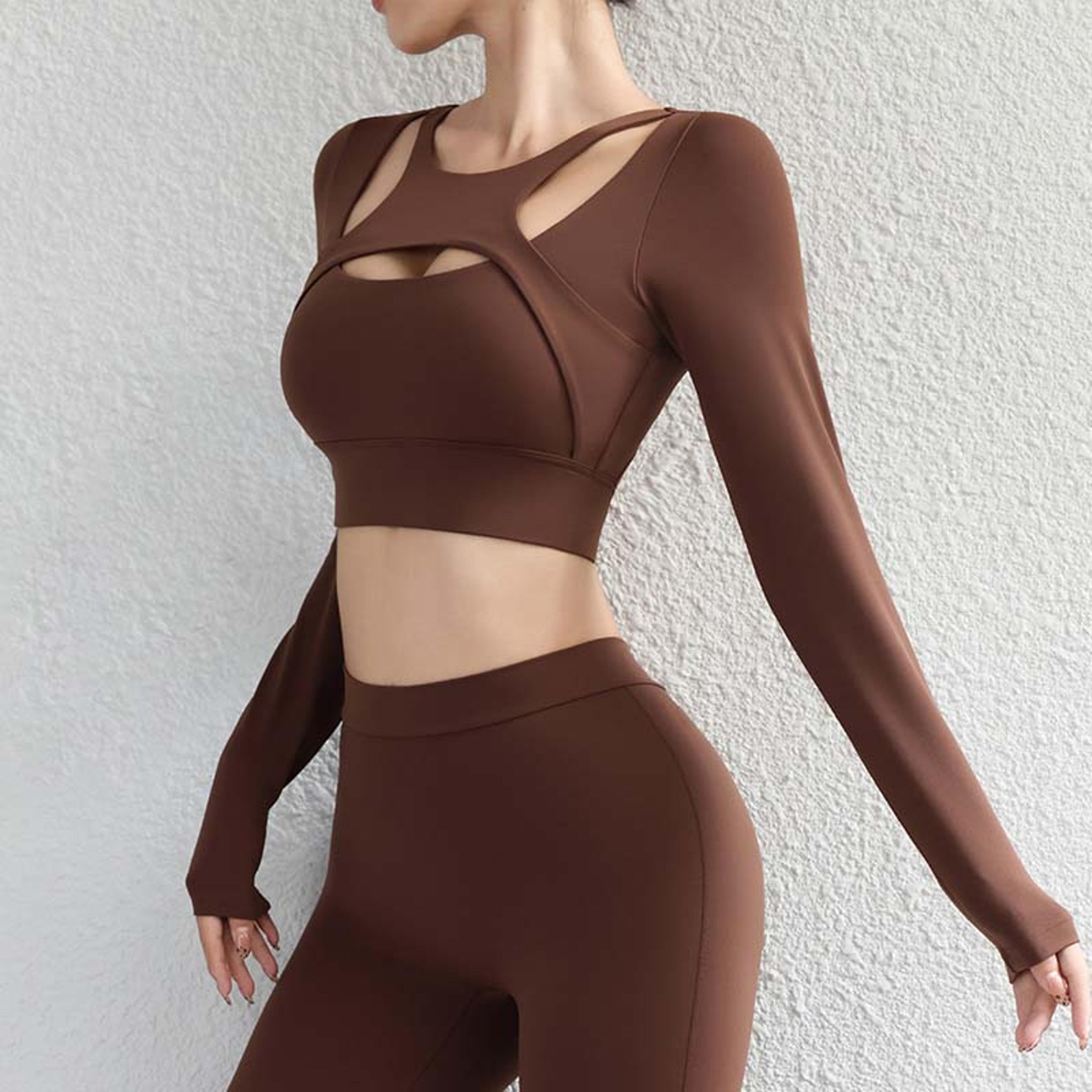 Long Sleeve Yoga Crop Top Open Back Slim Fit Womens Gym Shirt For Pilates  Training 7