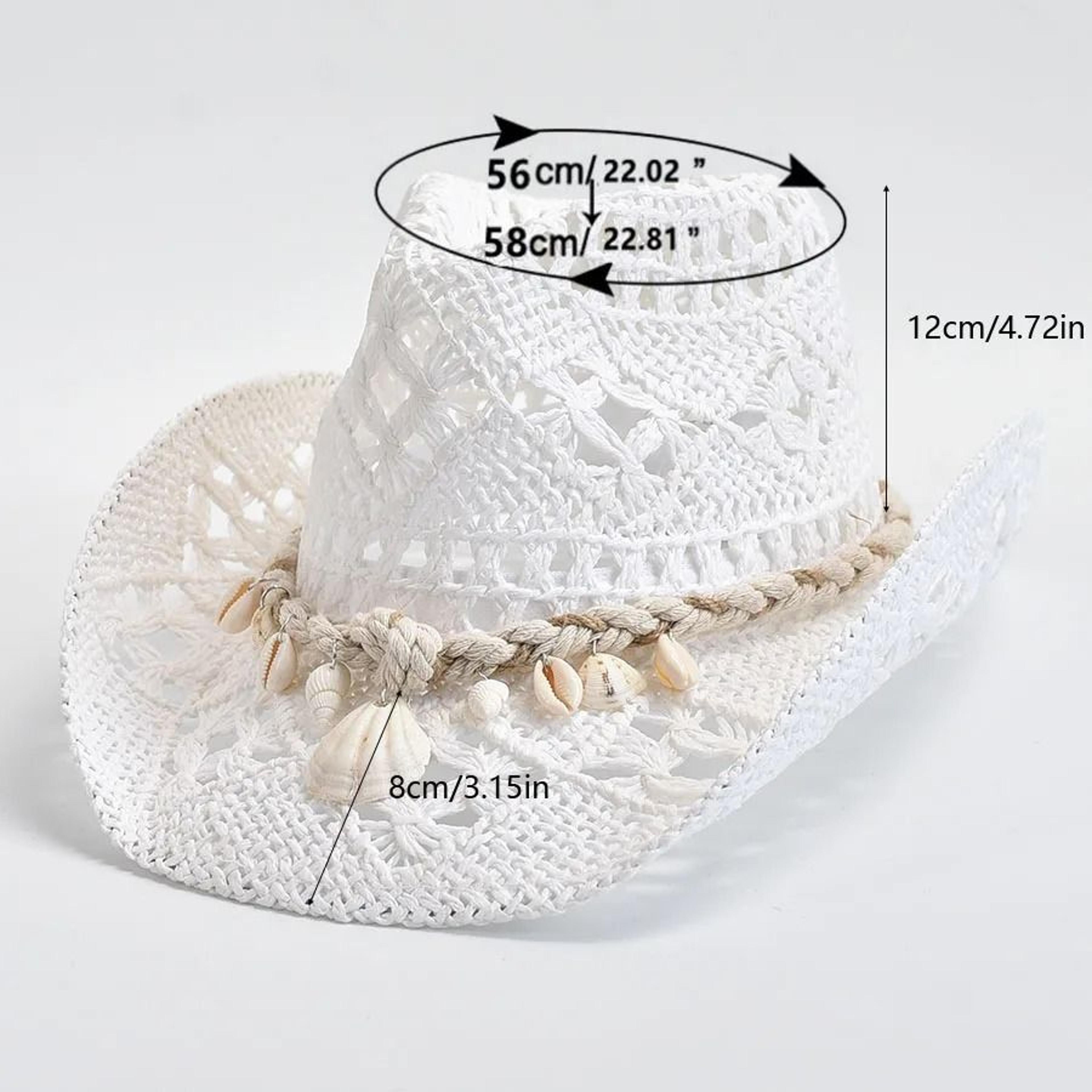 Women Woven Straw Beach Hat With Shell Decor Summer Sun Hat 5