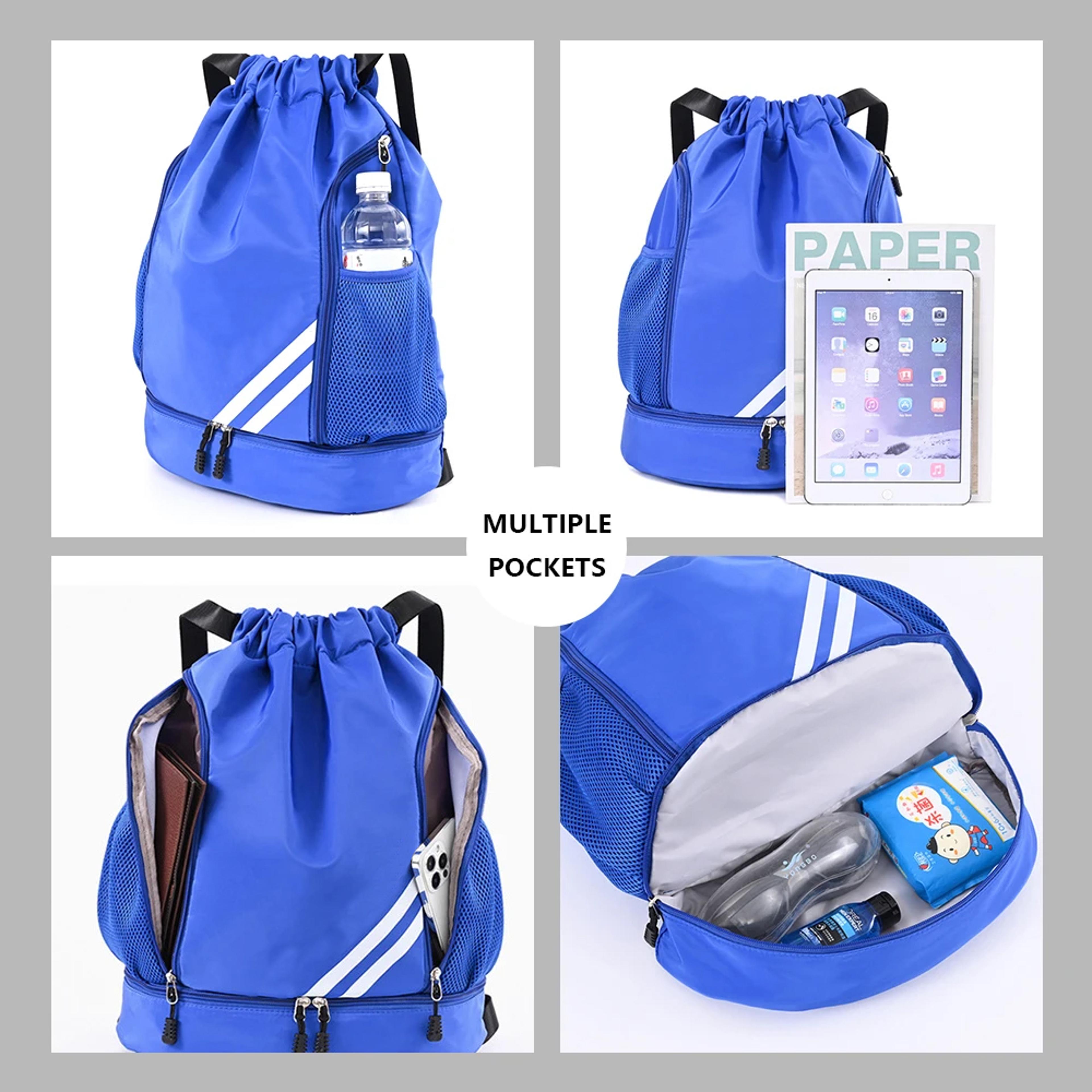 Waterproof Sports Drawstring Backpack With Shoe Compartment For Gym Soccer And Travel 9