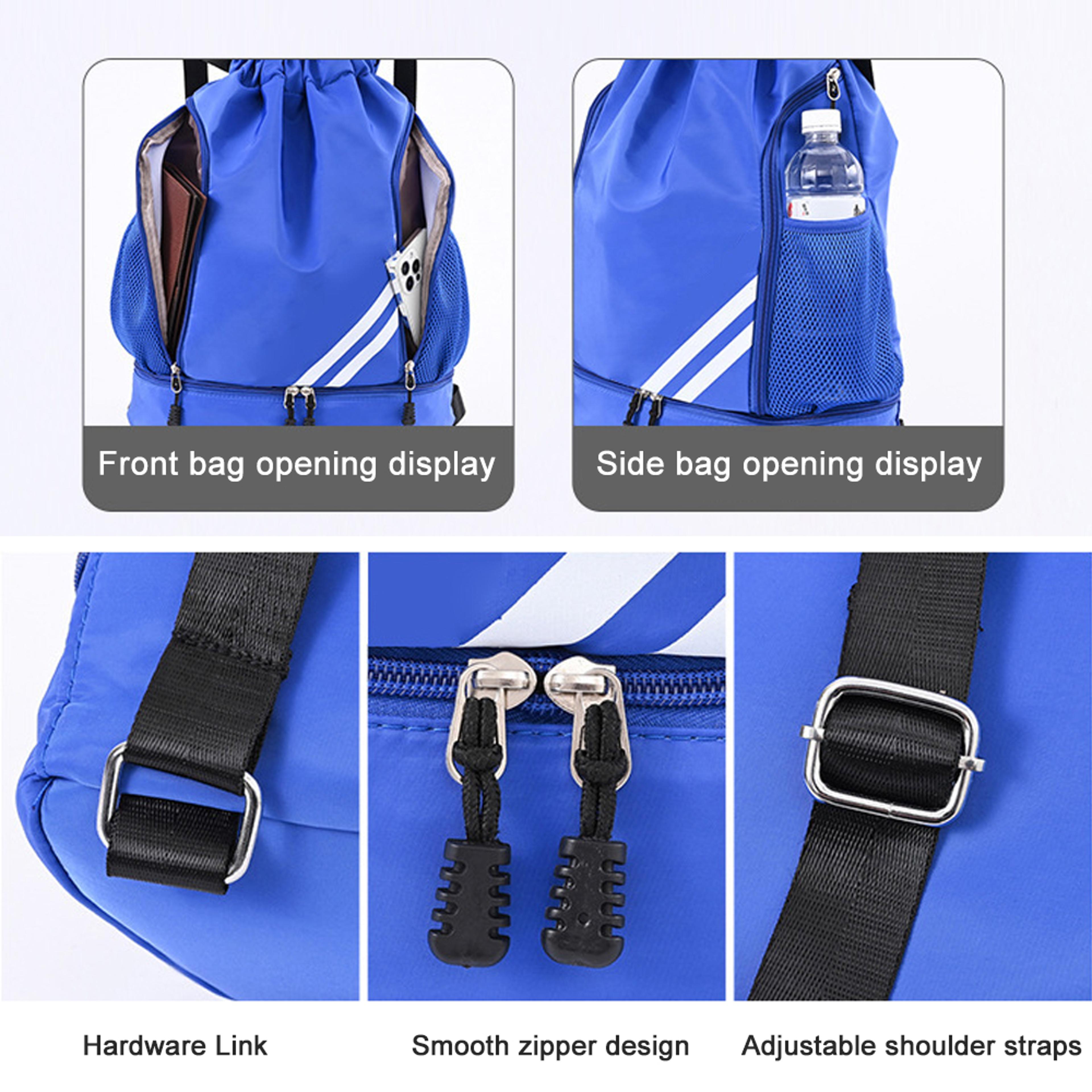 Drawstring Backpack Gym Bag With Shoe Compartment  Dual Bottle Holders 6