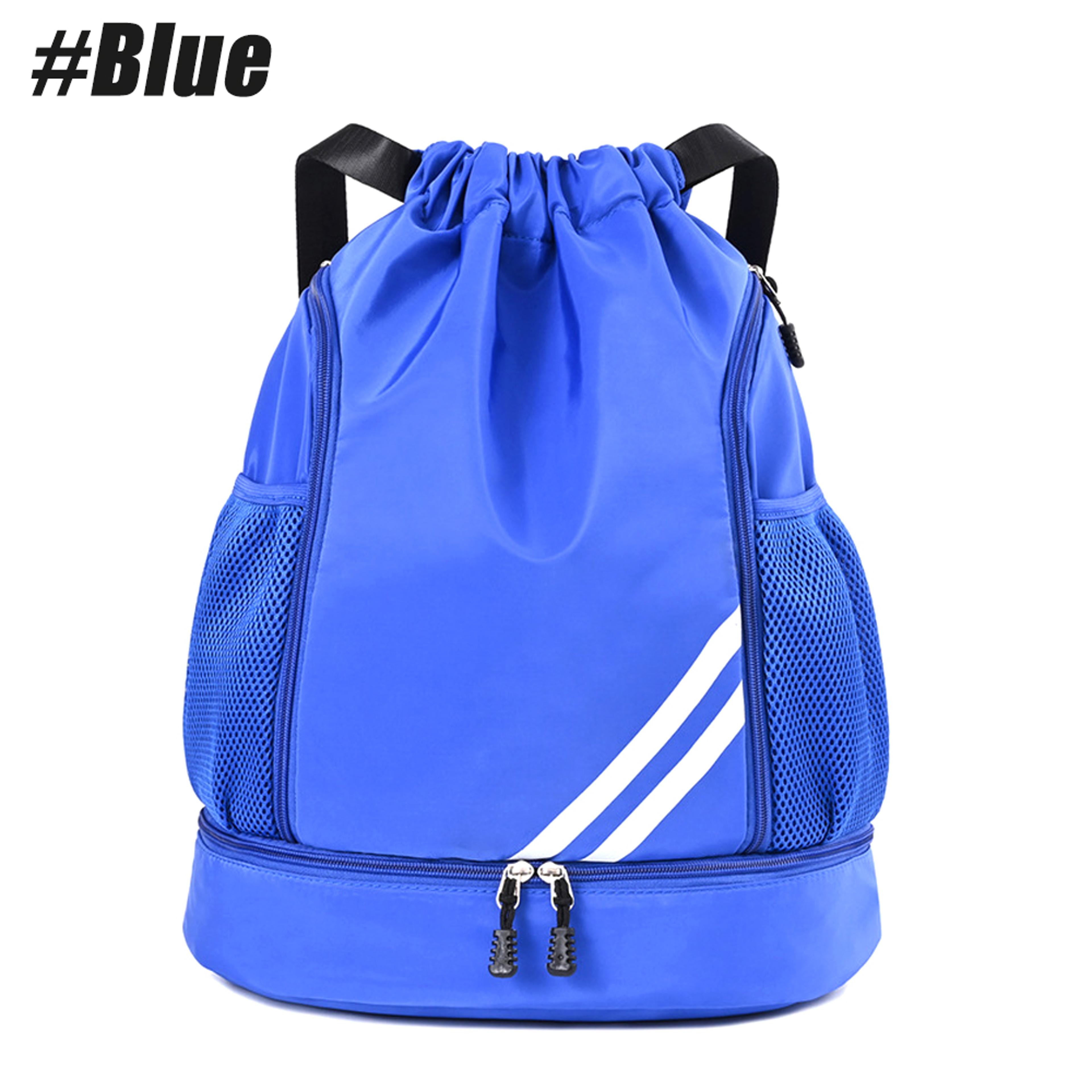Drawstring Backpack Gym Bag With Shoe Compartment  Dual Bottle Holders 2