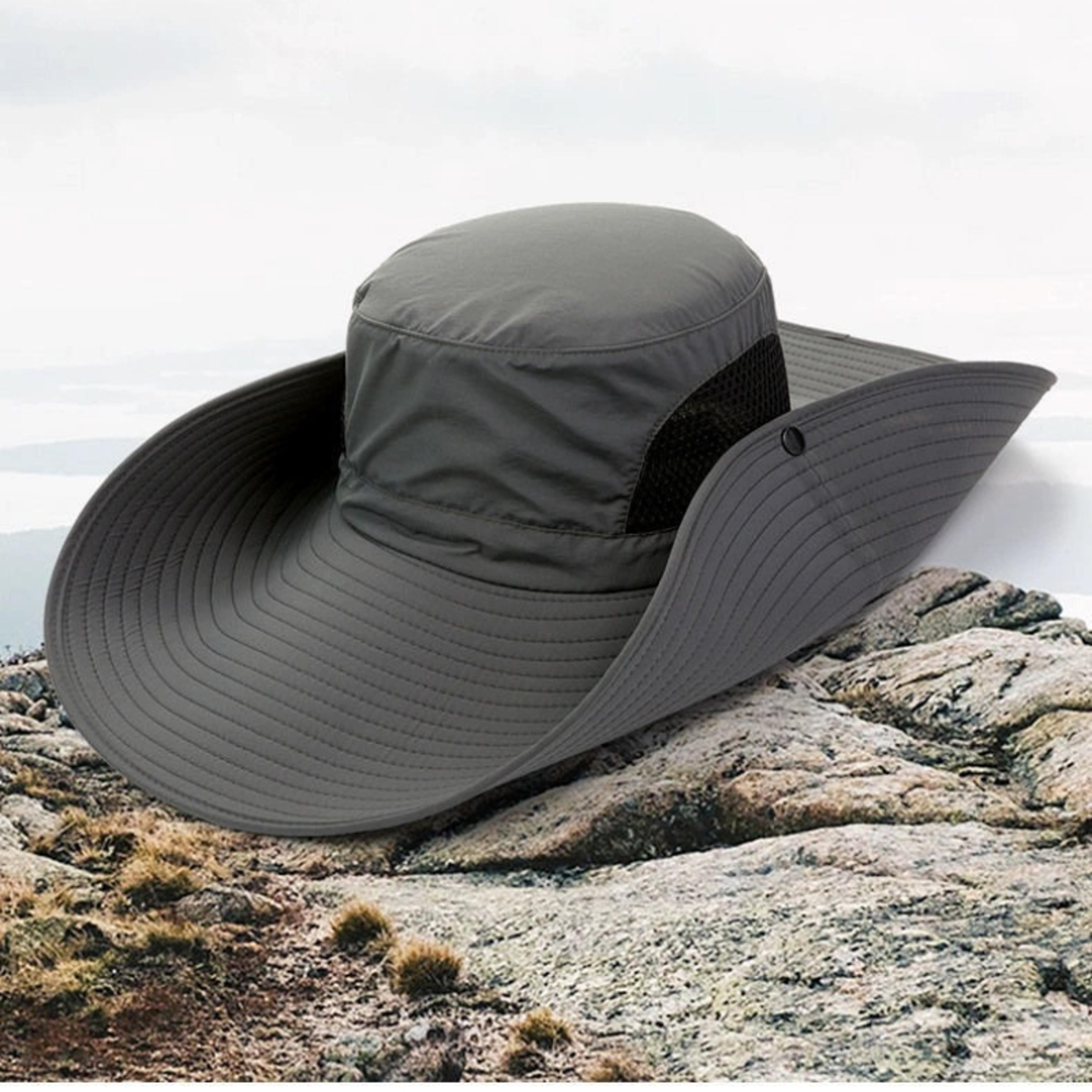 uv protection wide brim fishing hat with breathable mesh for hiking & beach