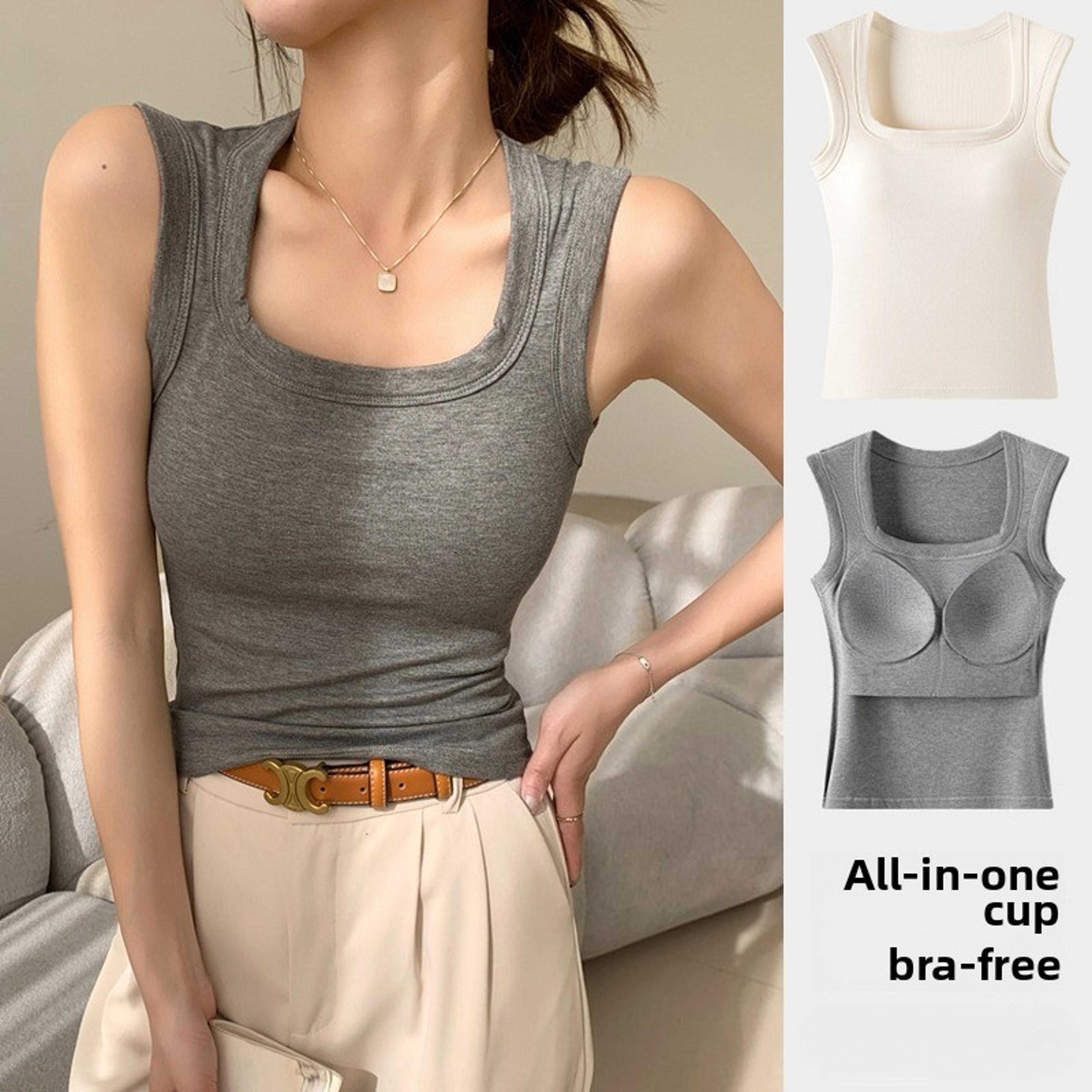 Seamless Built In Bra Tank Top For Women Breathable Workout  Summer Activewear 7