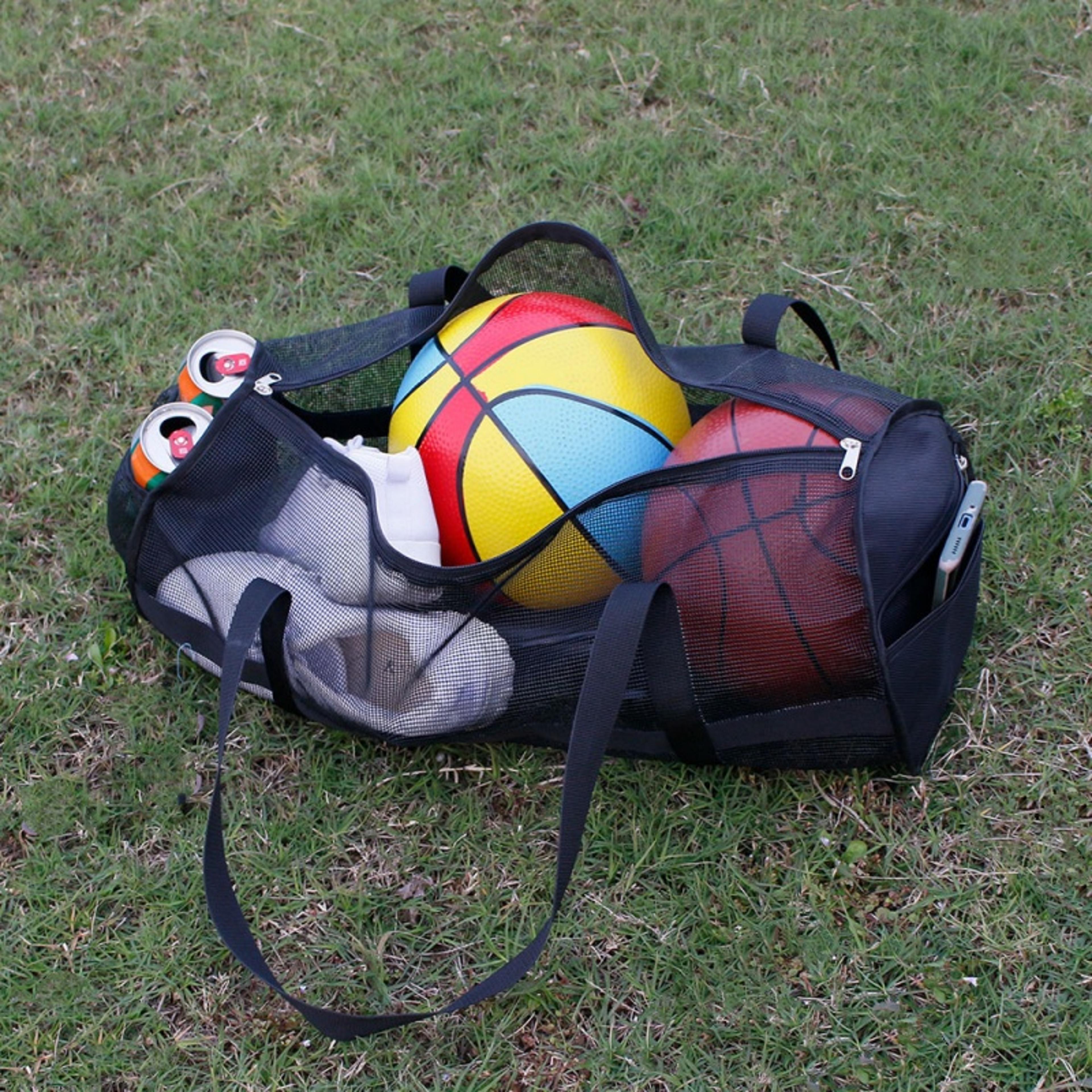 Portable Mesh Sports Bag Large Capacity Ball Storage Backpack With Zipper 3