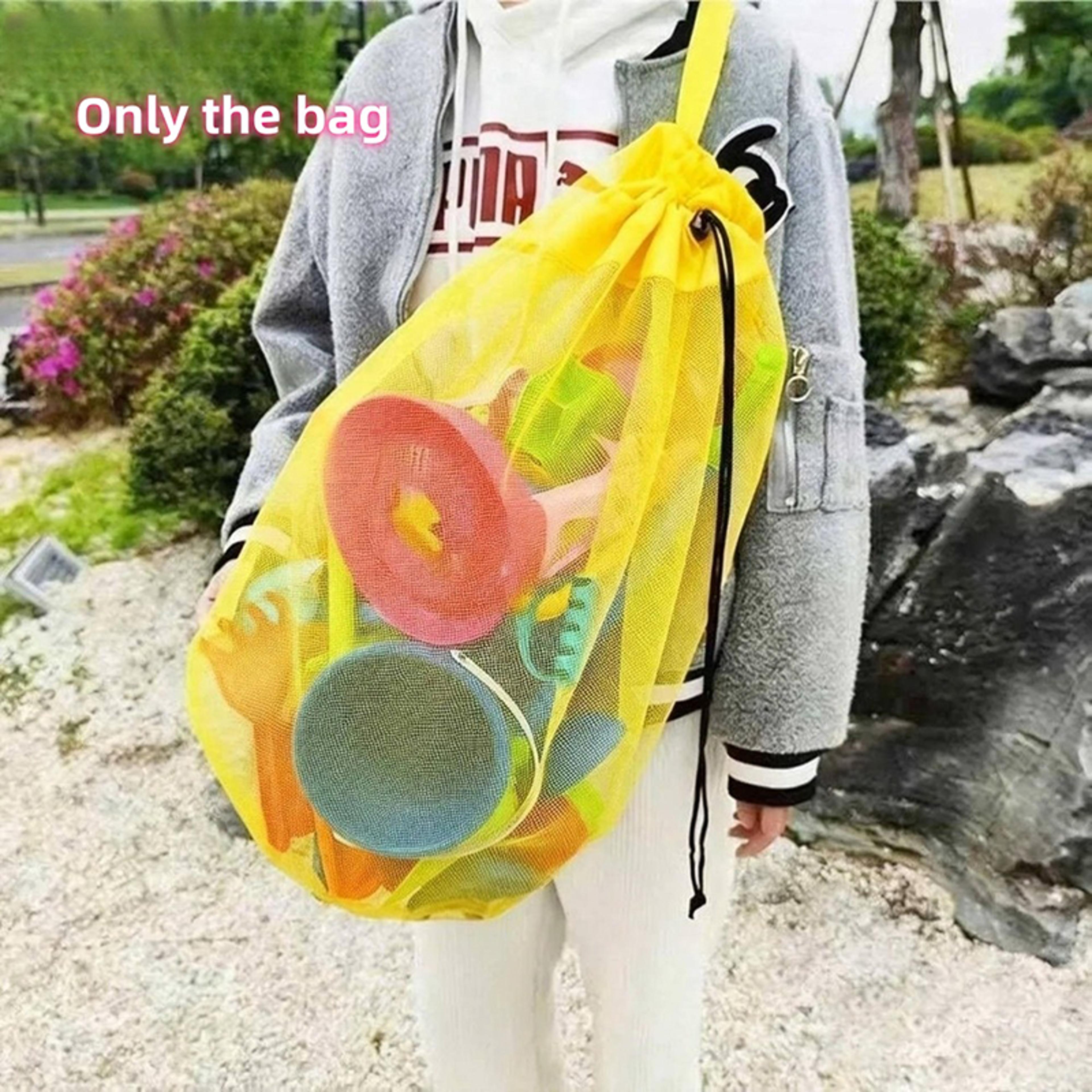Mesh Beach Bag Drawstring Backpack Large Capacity Sandproof Beach Organizer 1
